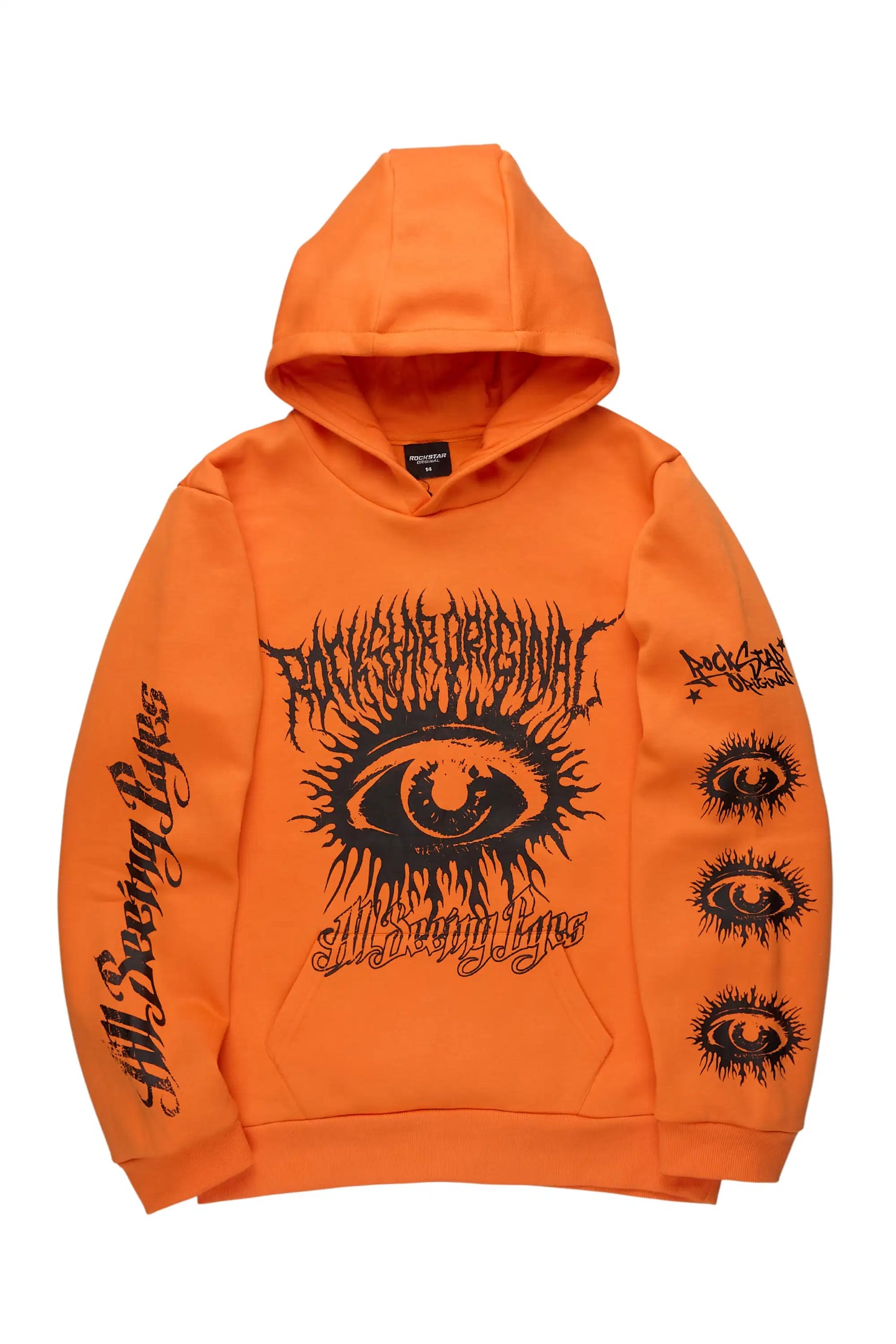 Boys All Eyes Orange Graphic Hoodie