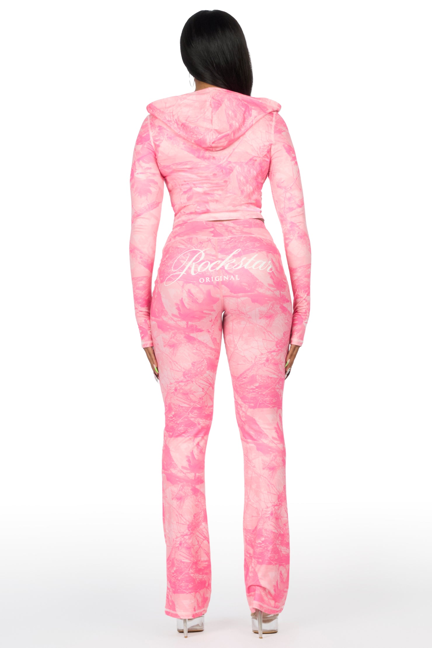 Arzena Coral Tree Camo Zip Up Lounge Track Set
