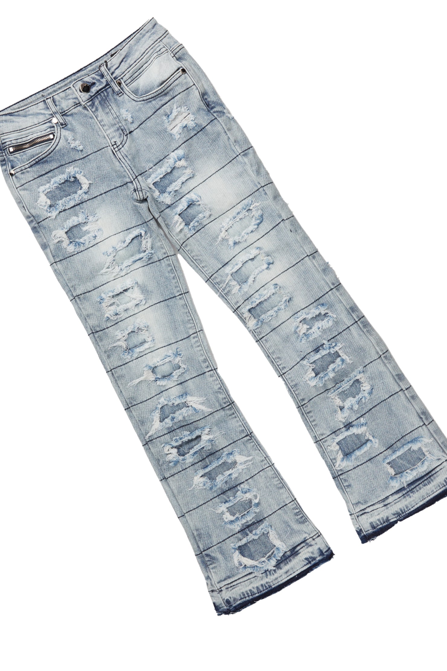 Boys Eddie Grey Hoodie/Stacked Flare Jean Set