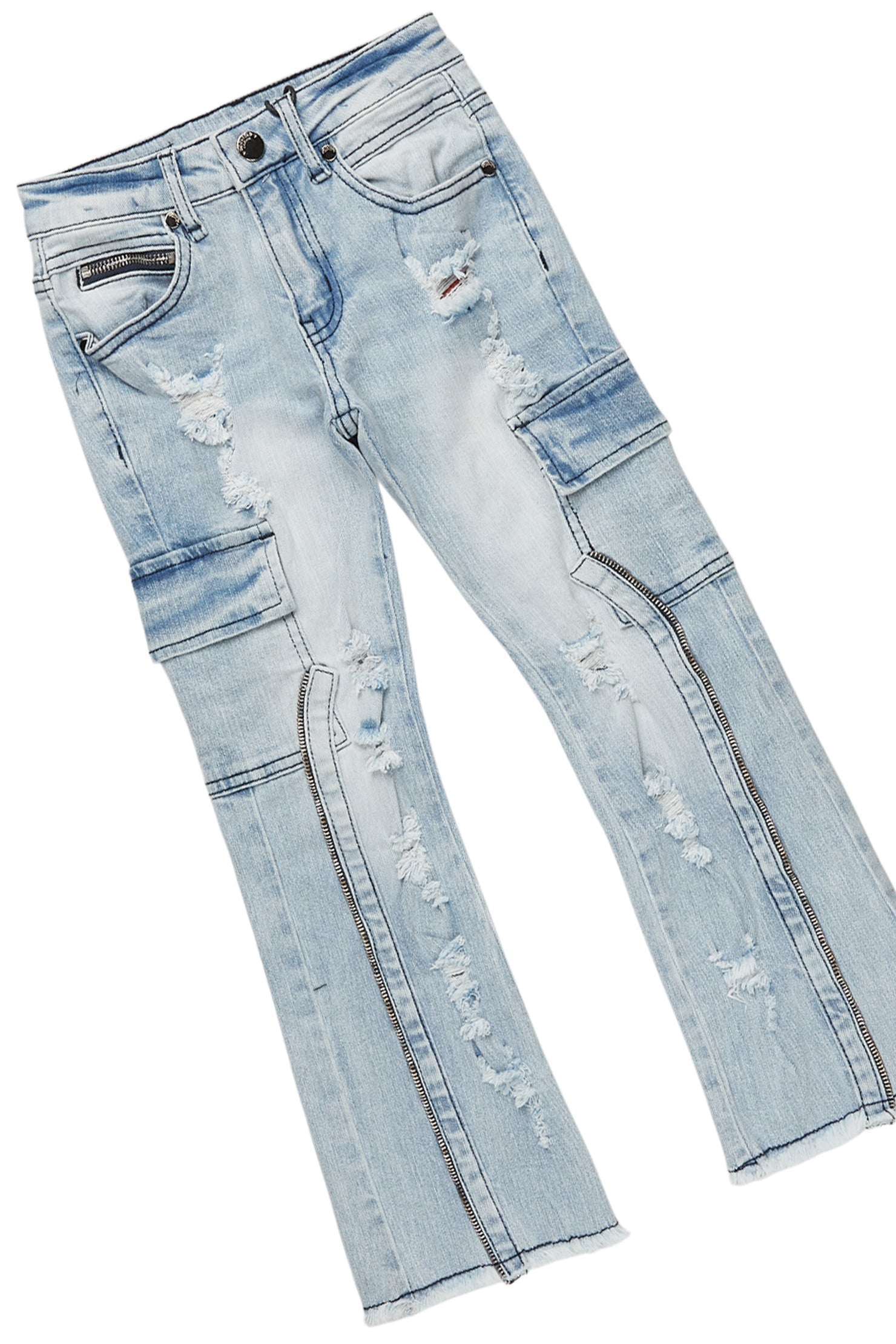 Boys Fields Navy Hoodie/Stacked Flare Jean Set