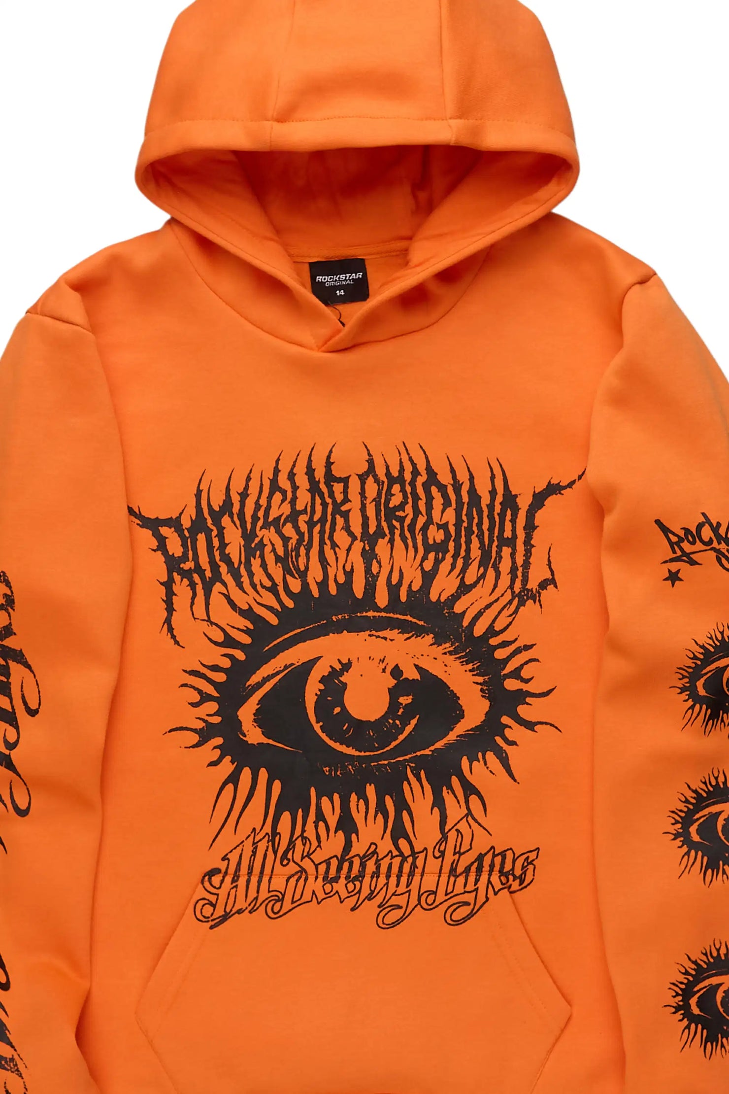 Boys All Eyes Orange Graphic Hoodie