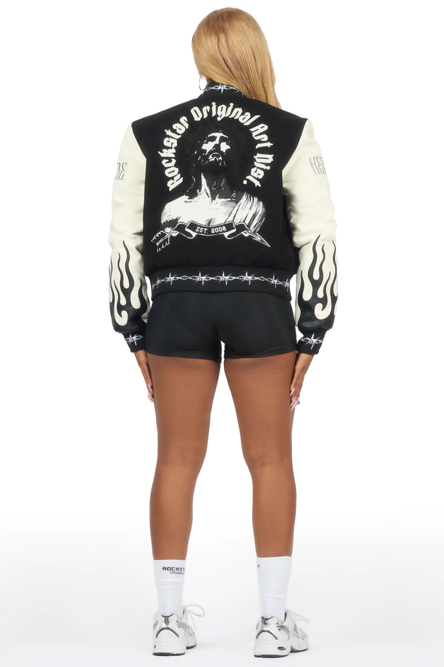 Yalanda Black Oversized Varsity Jacket