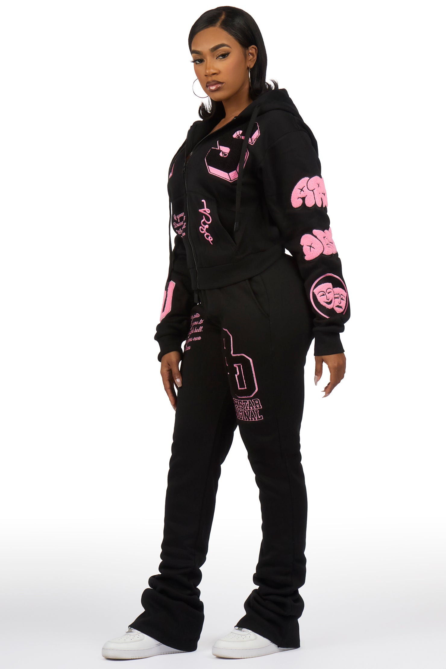Leslee Black/Pink Super Stacked Trackset