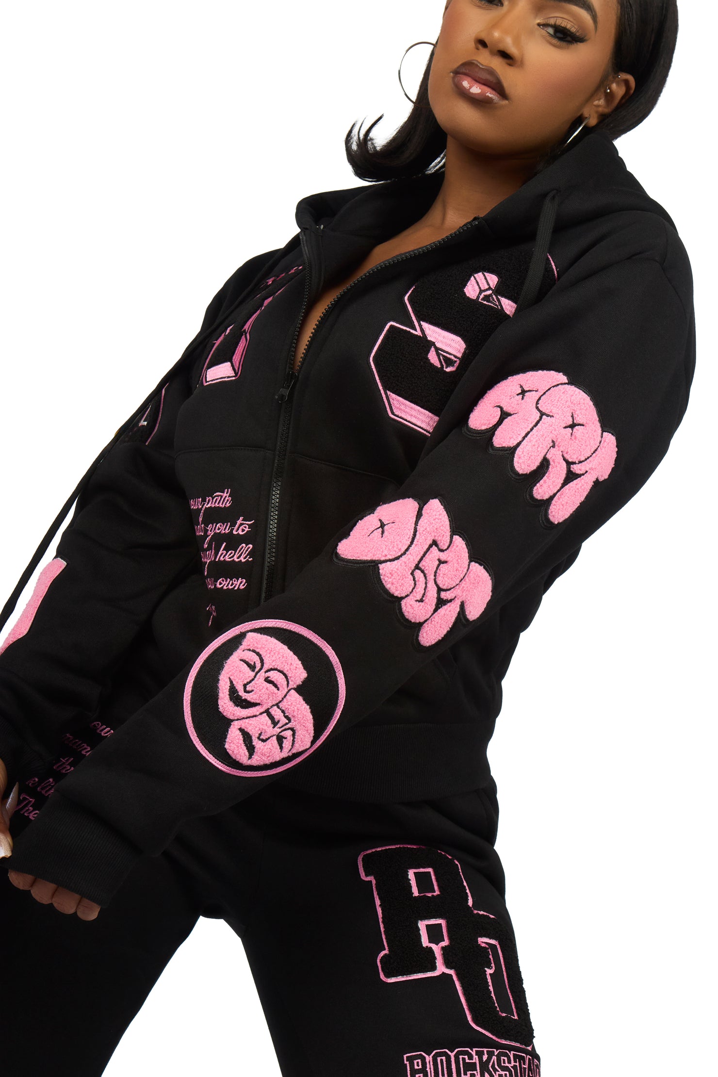 Leslee Black/Pink Super Stacked Trackset