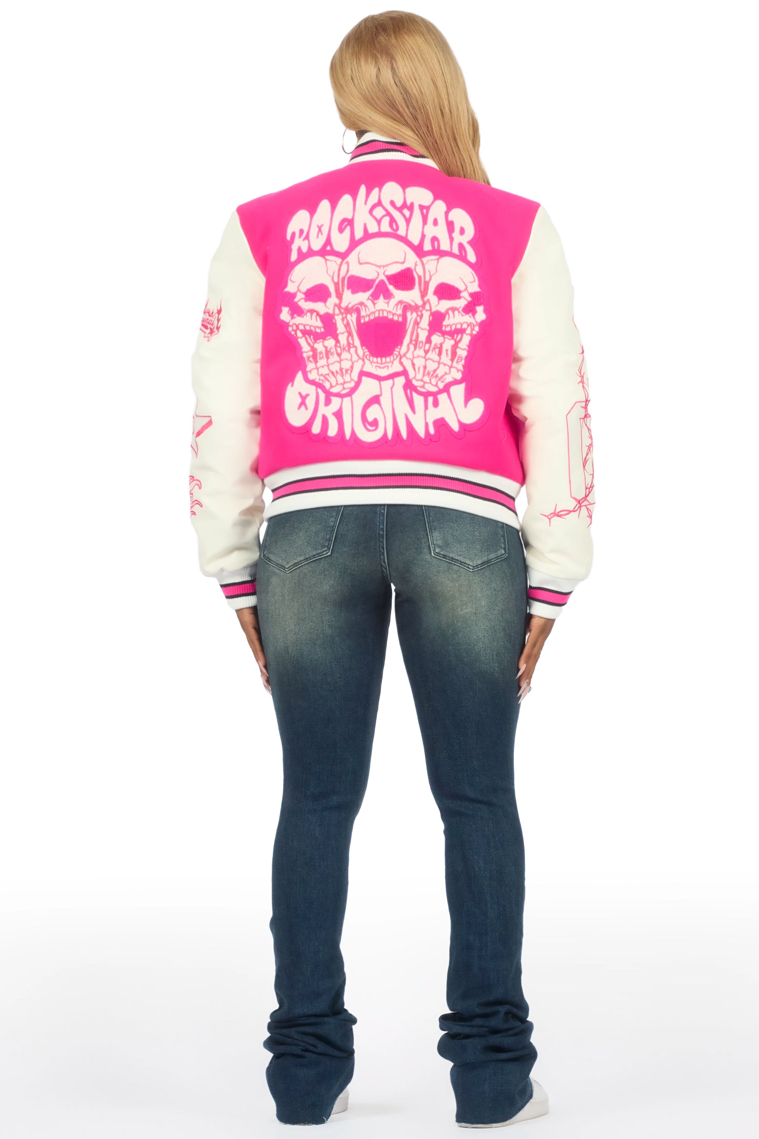 Sharray Hot Pink Oversized Varsity Jacket