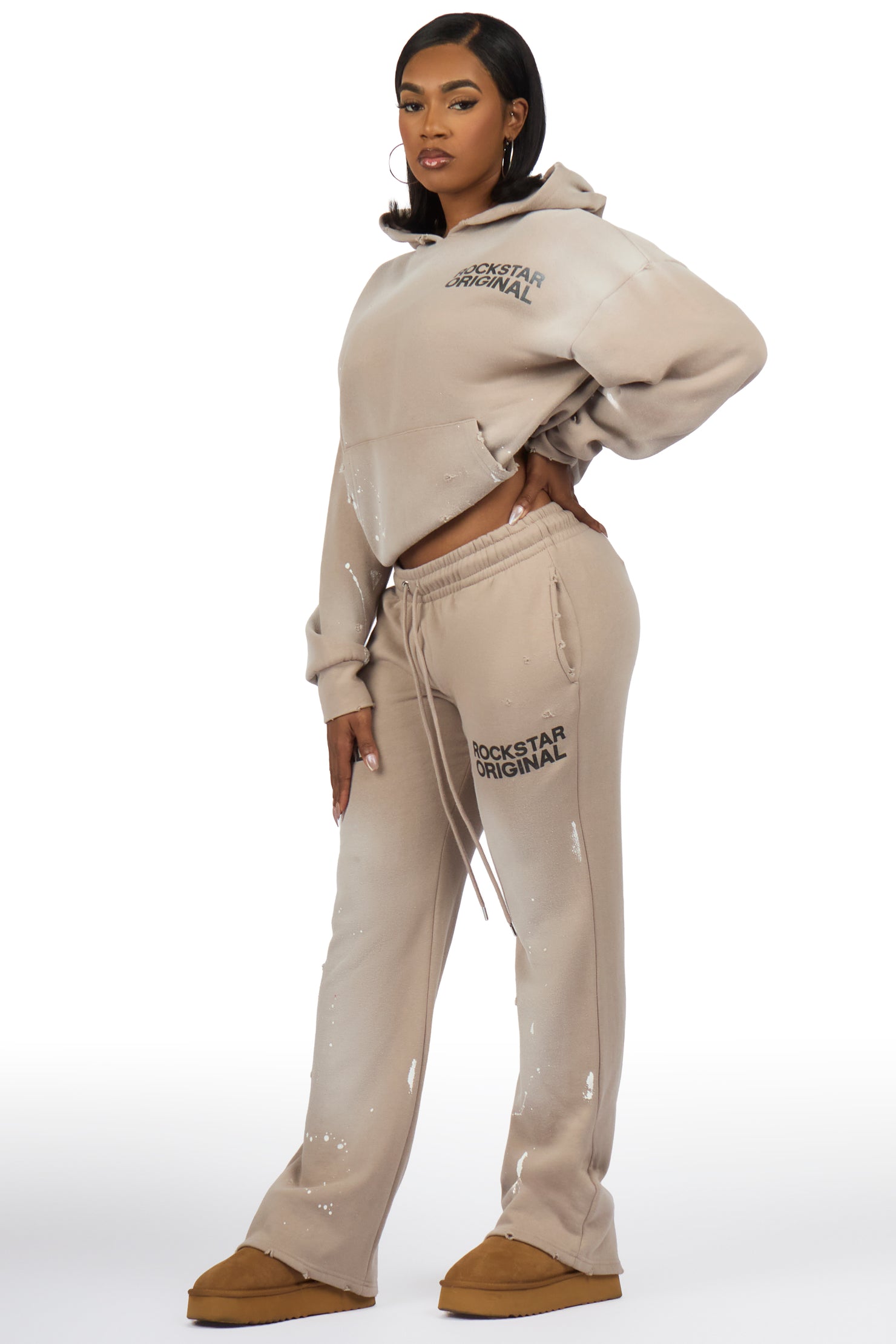 Reigna Taupe Stacked Track Set