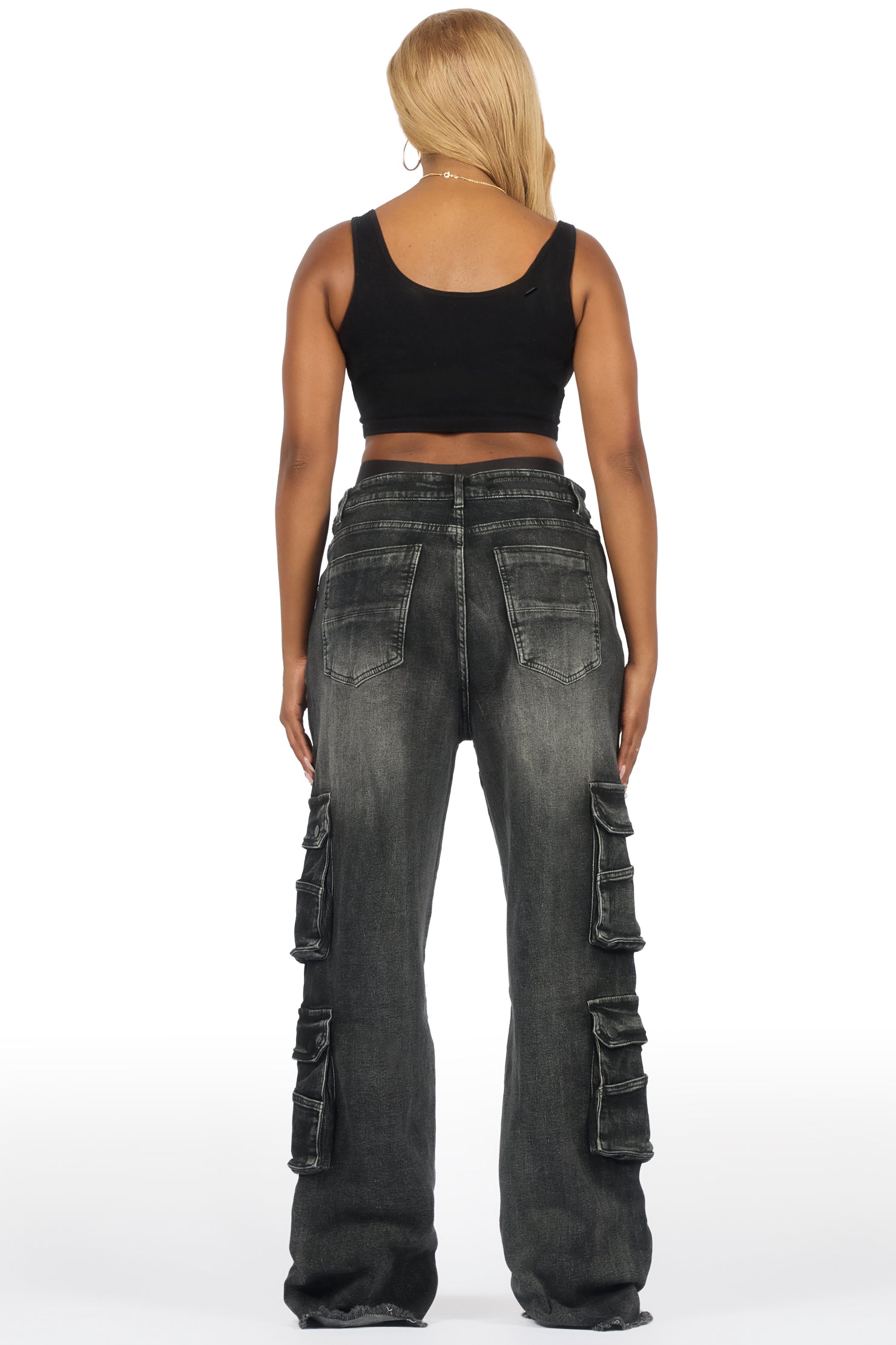 Taite Black Wash Baggy Cargo Jean