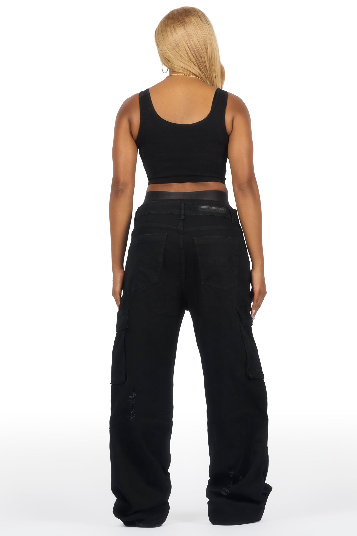 Sharita Black Baggy Fit Snap Jean