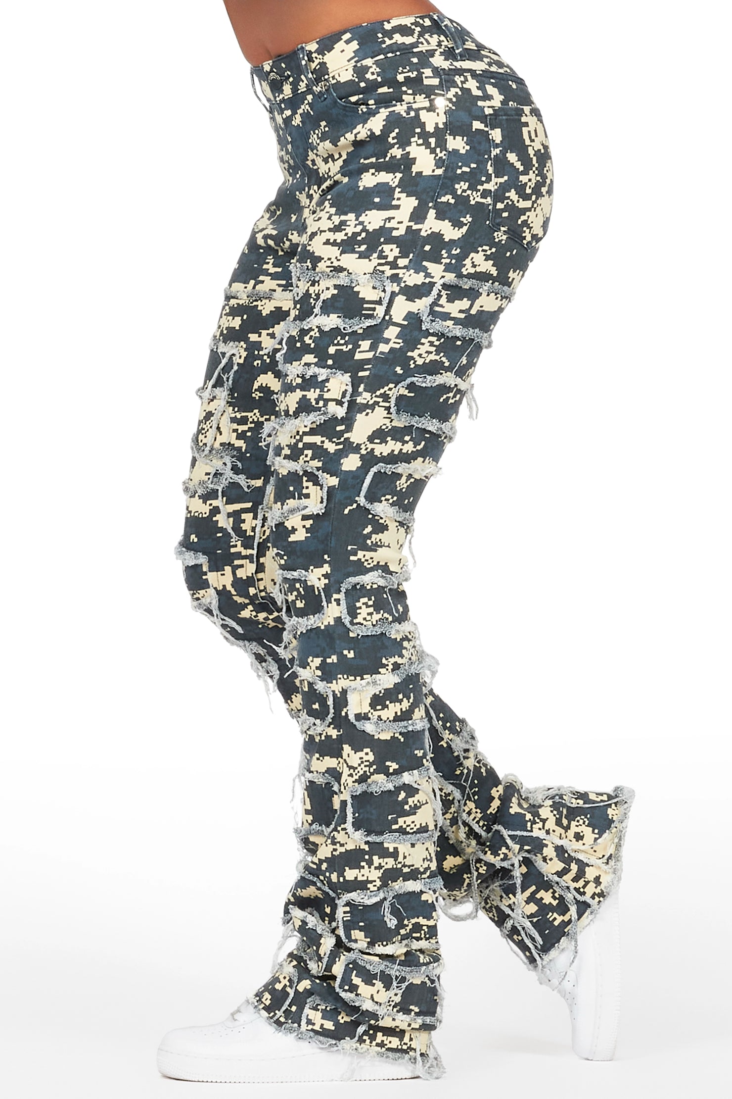 Zariyah Digital Camo Stacked Flare Jean