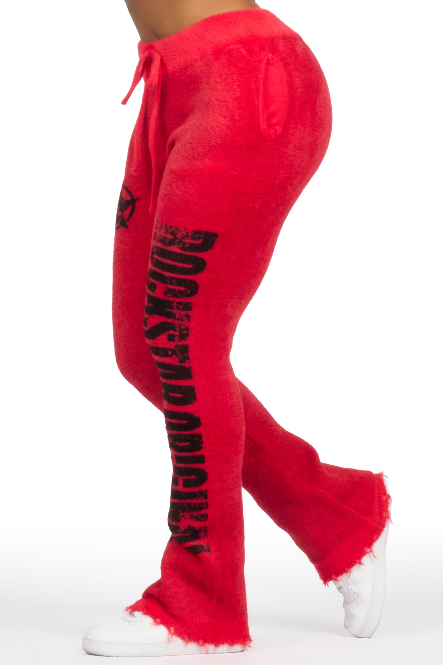 Keeya Red Mohair Stacked Track Pant