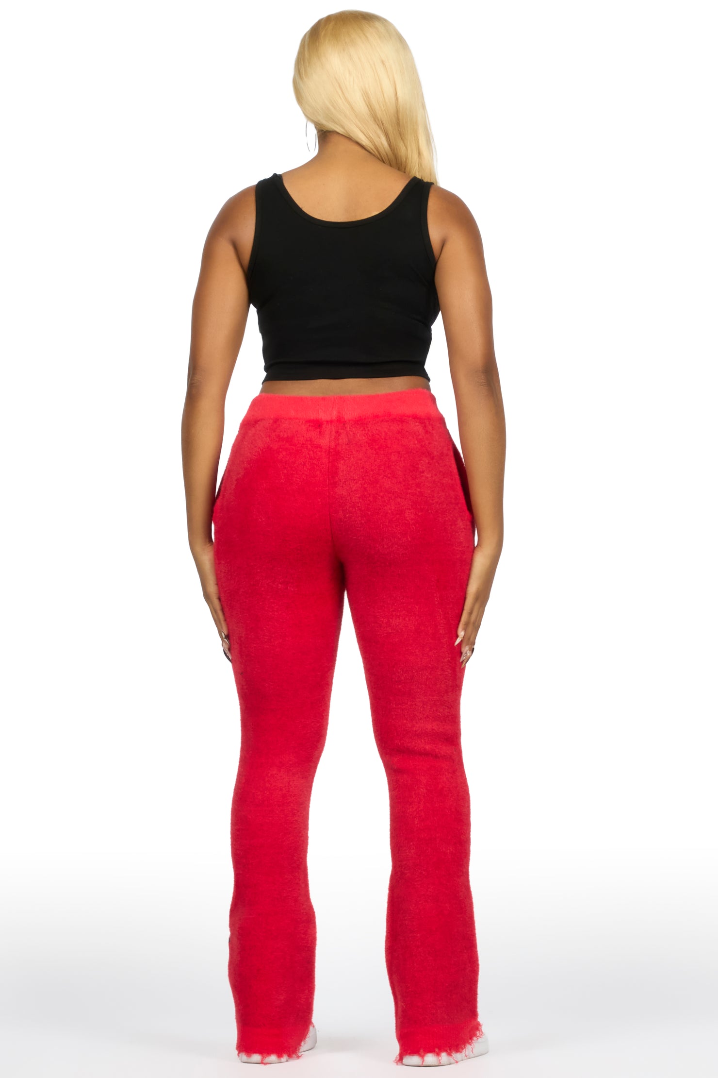 Keeya Red Mohair Stacked Track Pant