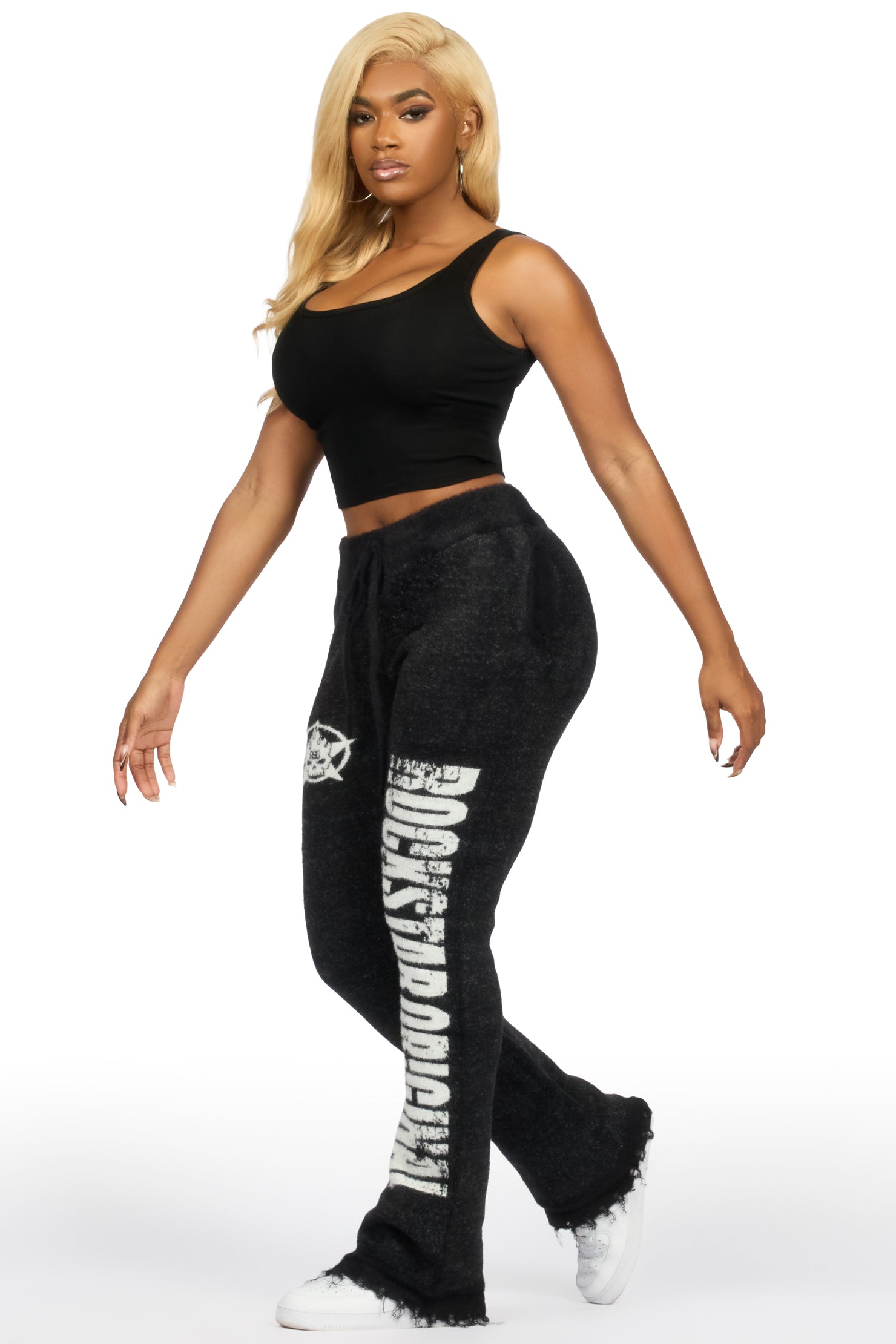 Keeya Black Mohair Stacked Track Pant