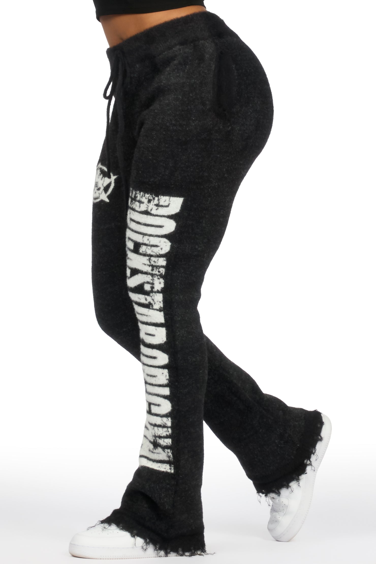Keeya Black Mohair Stacked Track Pant