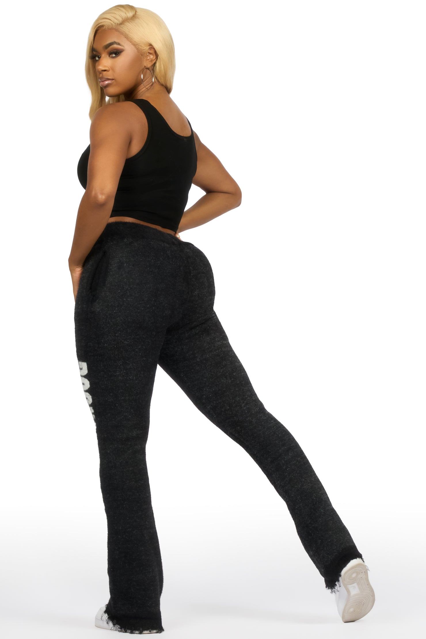 Keeya Black Mohair Stacked Track Pant