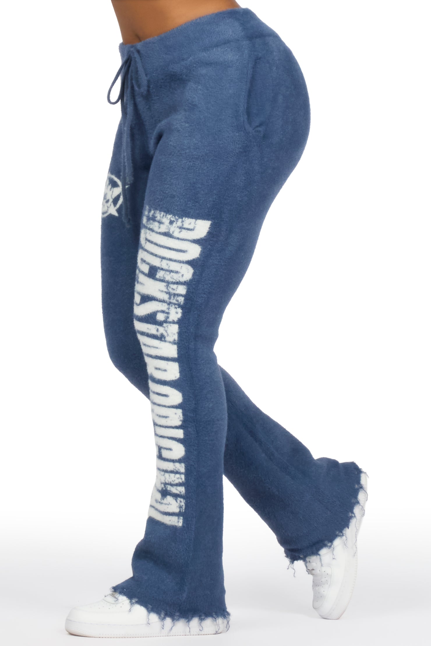 Keeya Navy Mohair Stacked Track Pant