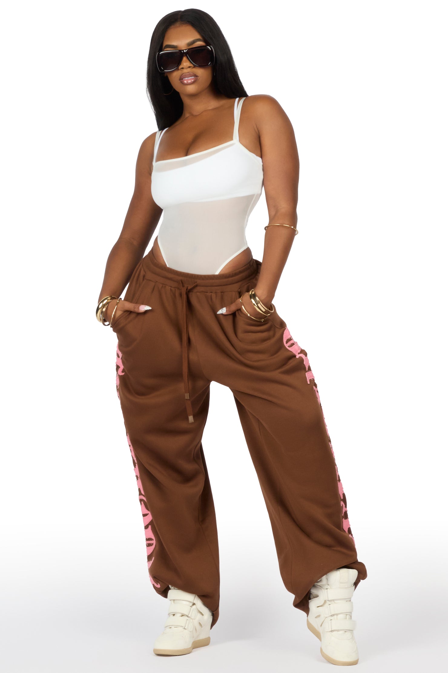 Camrona Brown Patched Baggy Track Pant