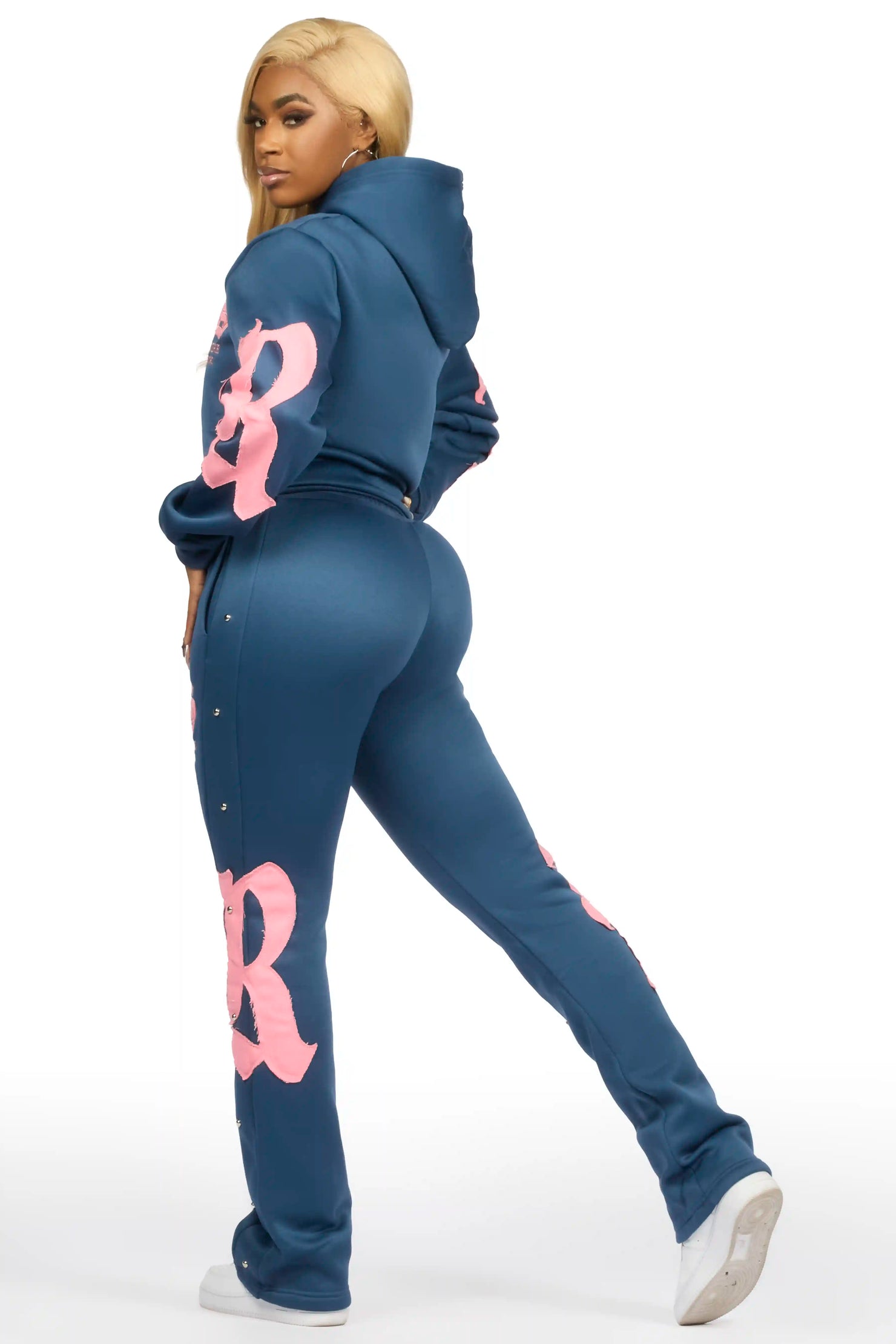 Shironda Navy Snap Stacked Track Set