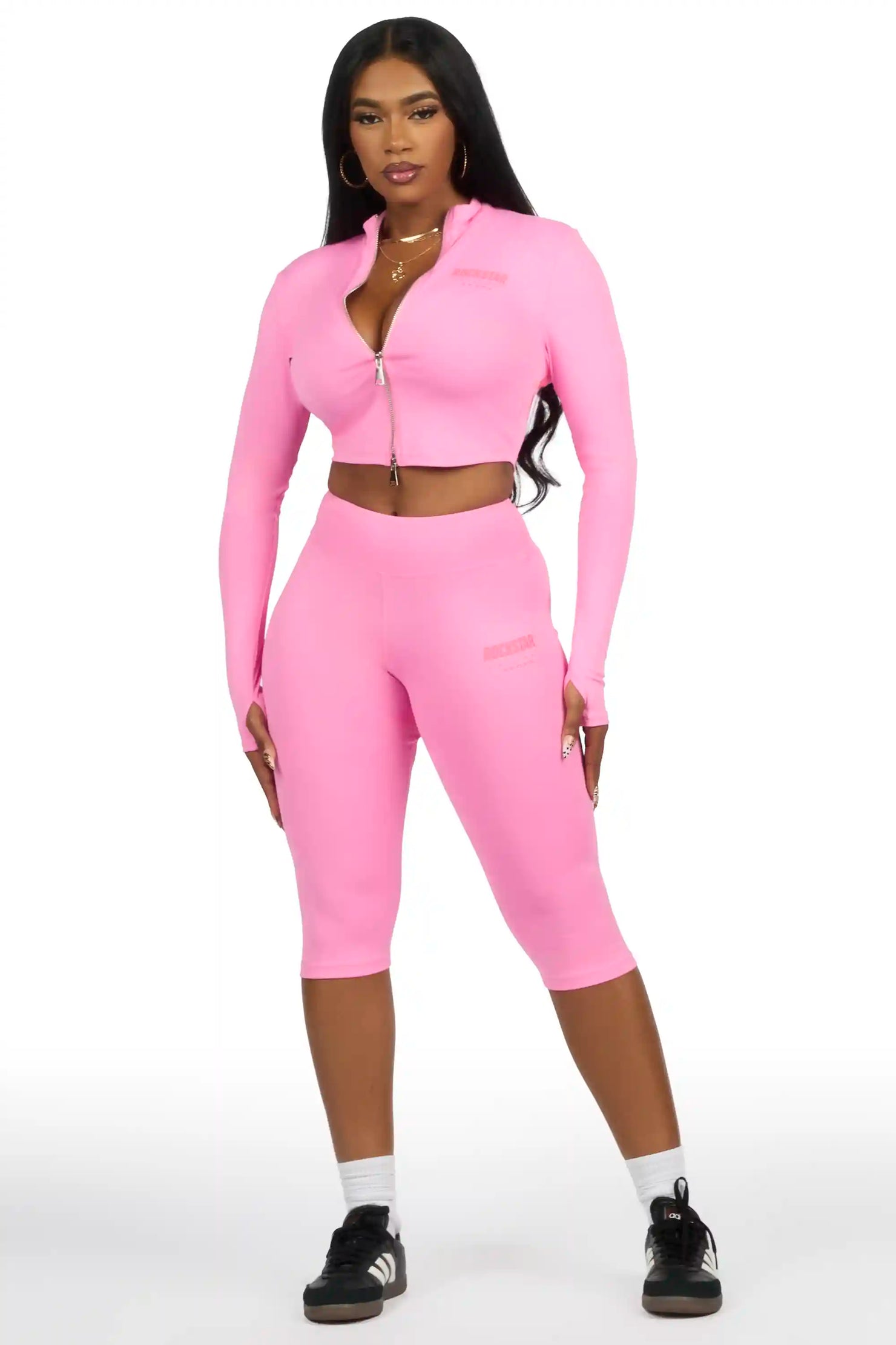 Annalisha Pink Capri Active Set