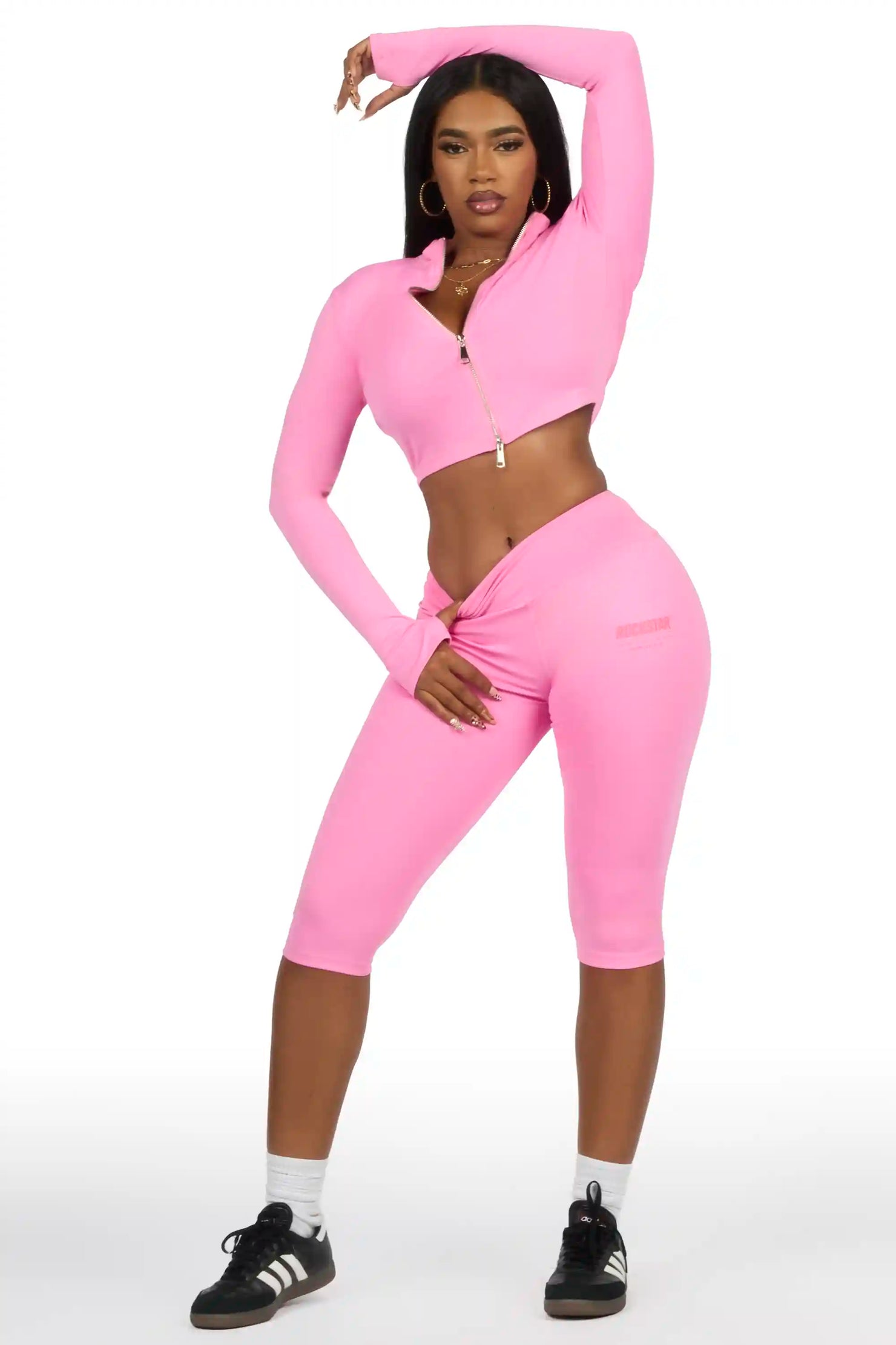 Annalisha Pink Capri Active Set