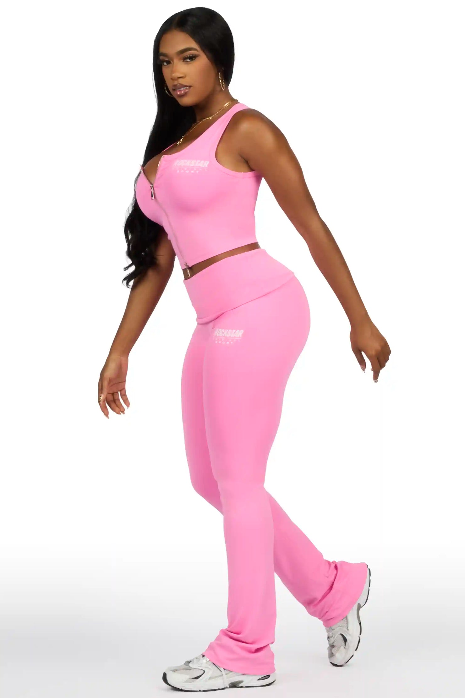 Colleen Pink Tank Flare Pant Active Set
