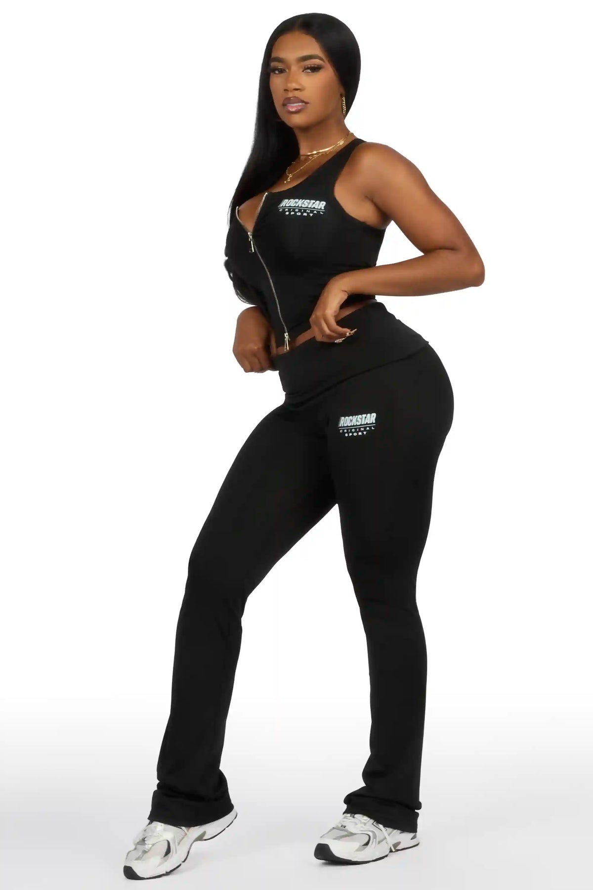 Colleen Black Tank Flare Pant Active Set