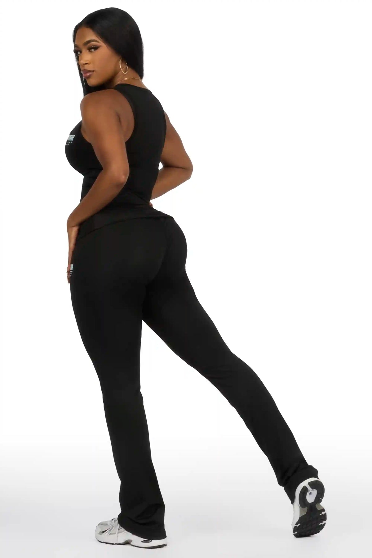 Colleen Black Tank Flare Pant Active Set