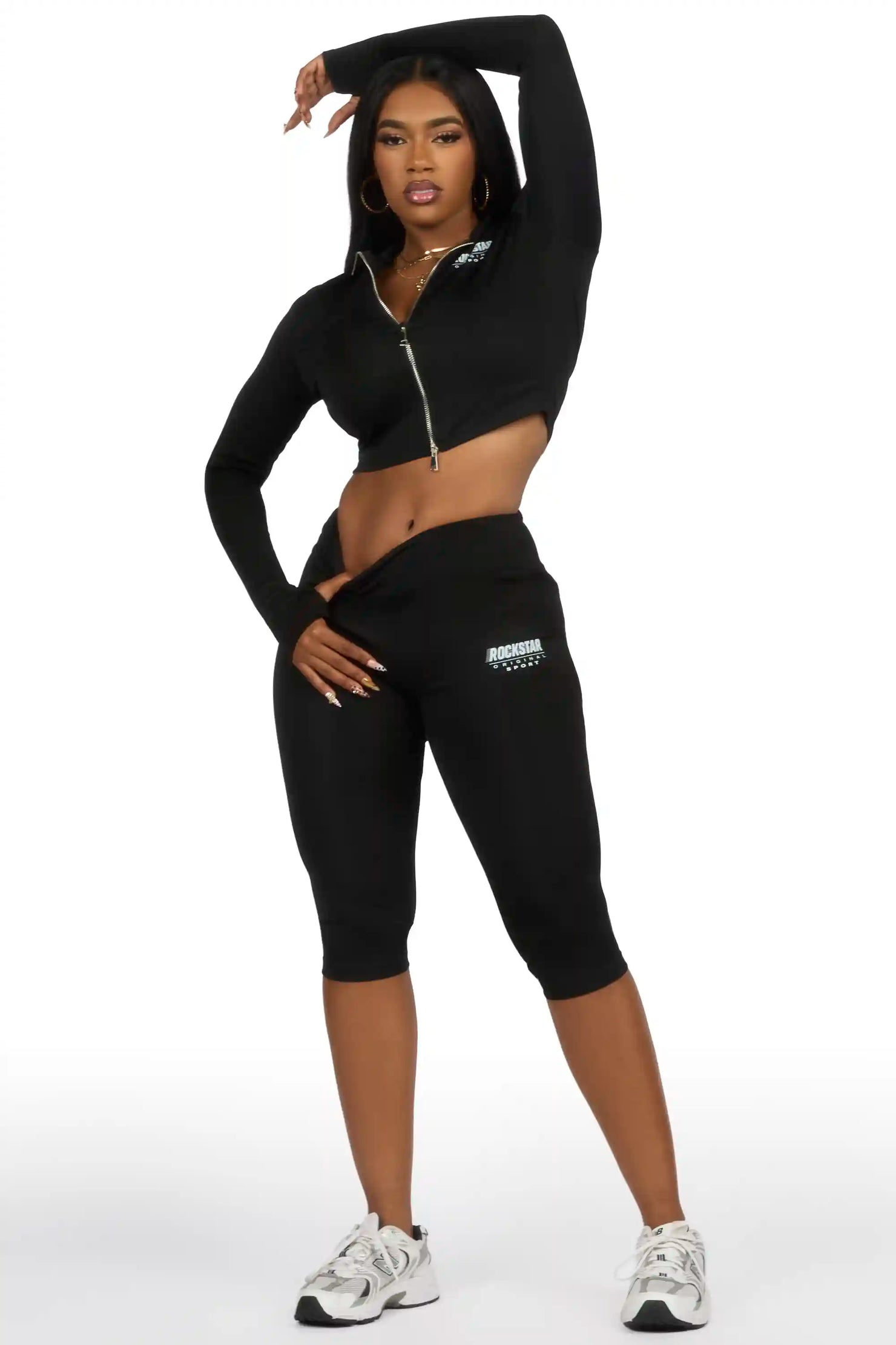 Annalisha Black Capri Active Set