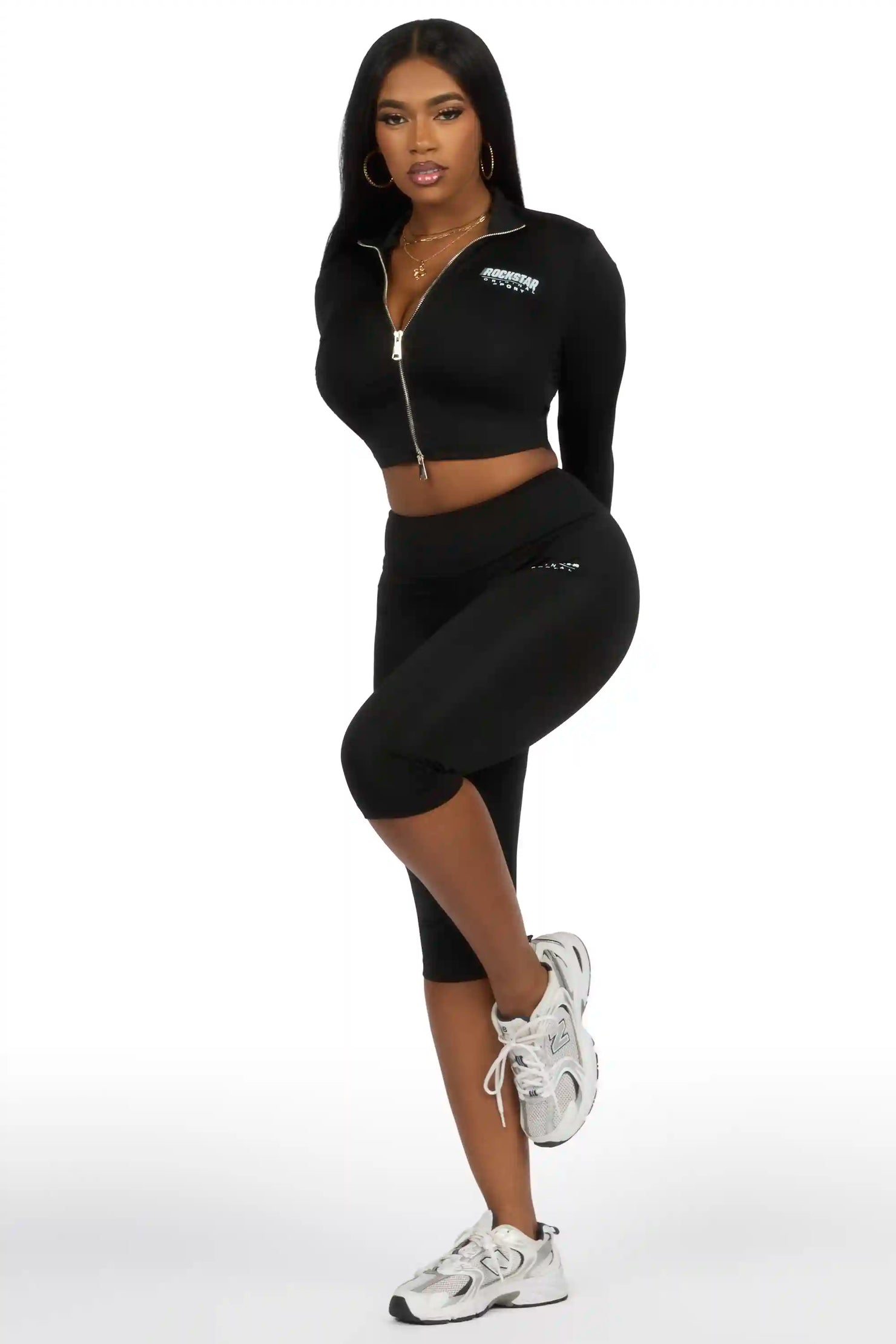 Annalisha Black Capri Active Set