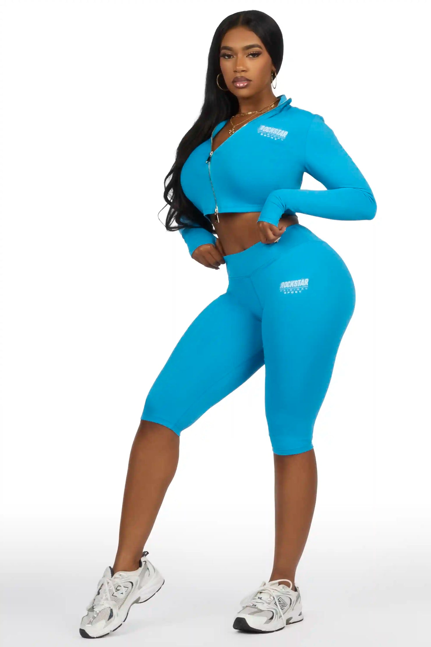 Annalisha Blue Capri Active Set