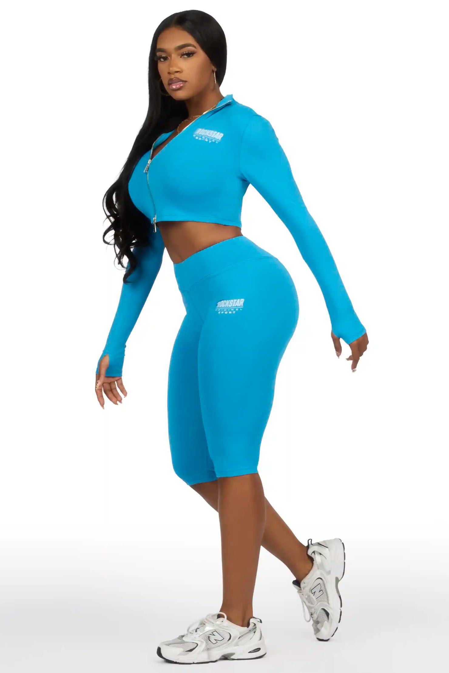 Annalisha Blue Capri Active Set