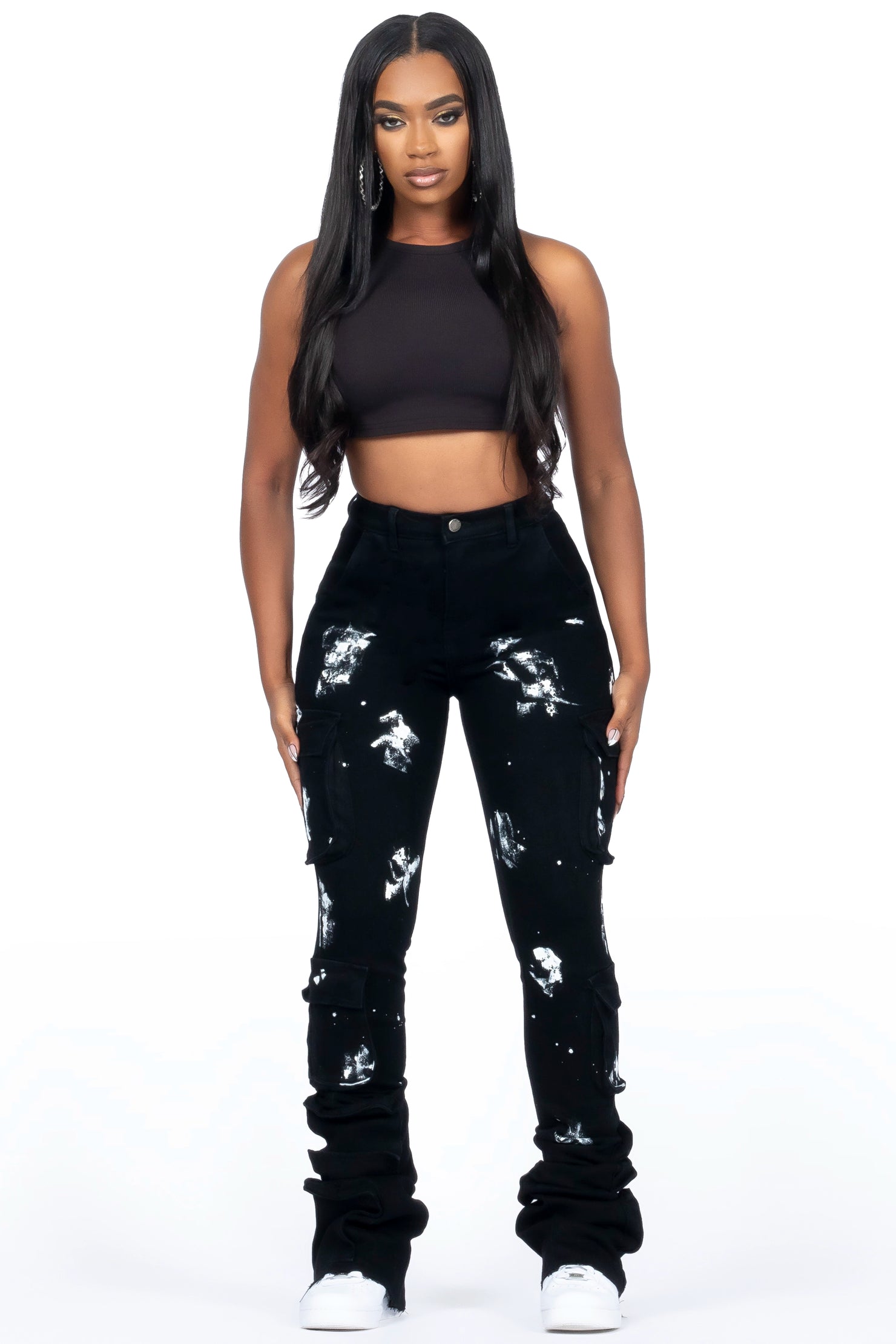 Shondrell Black Painted Super Stacked Jean