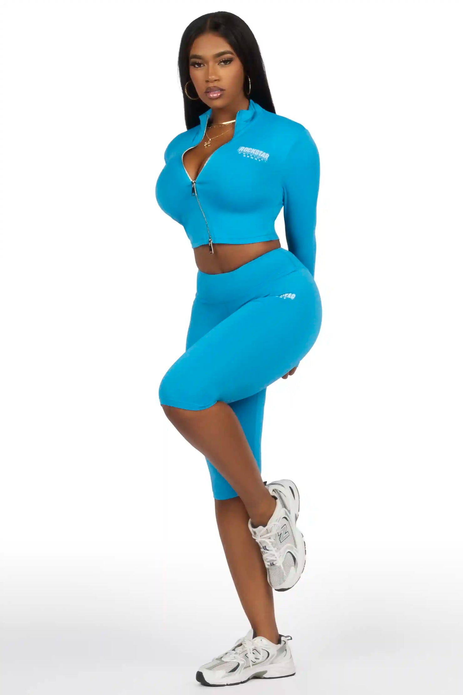 Annalisha Blue Capri Active Set