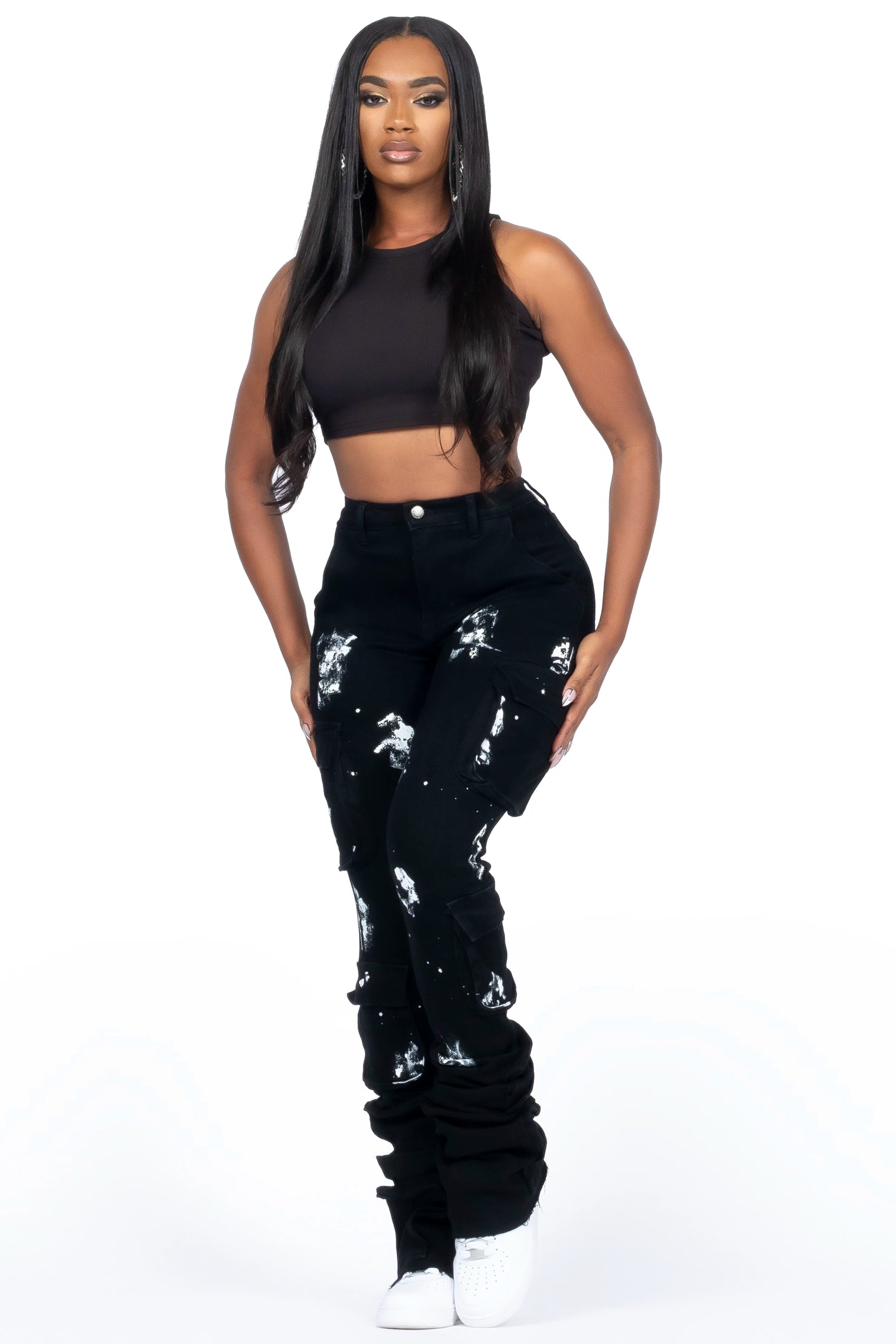 Shondrell Black Painted Super Stacked Jean