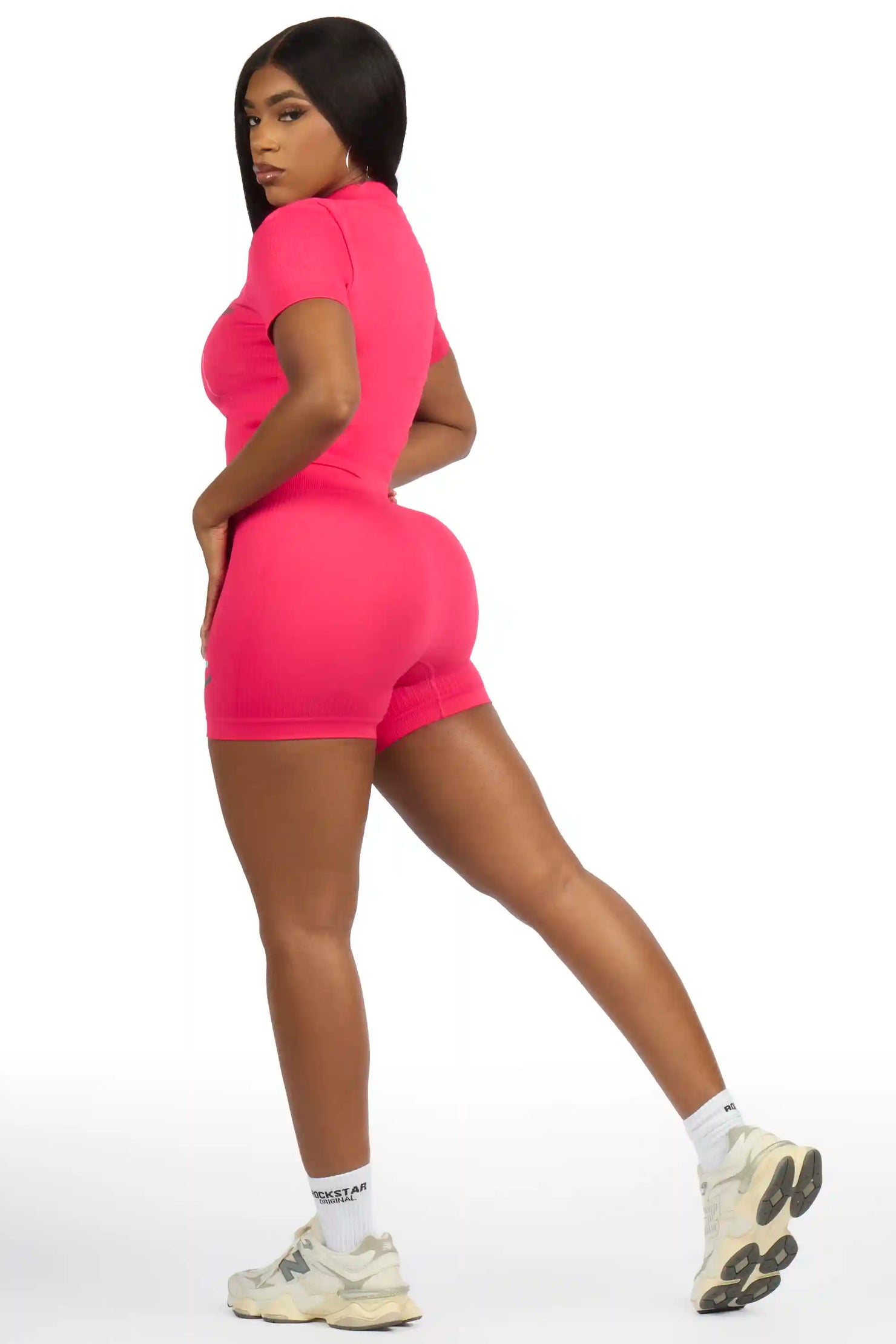 Arnesha Fuchsia Painted Active Bike Short Set