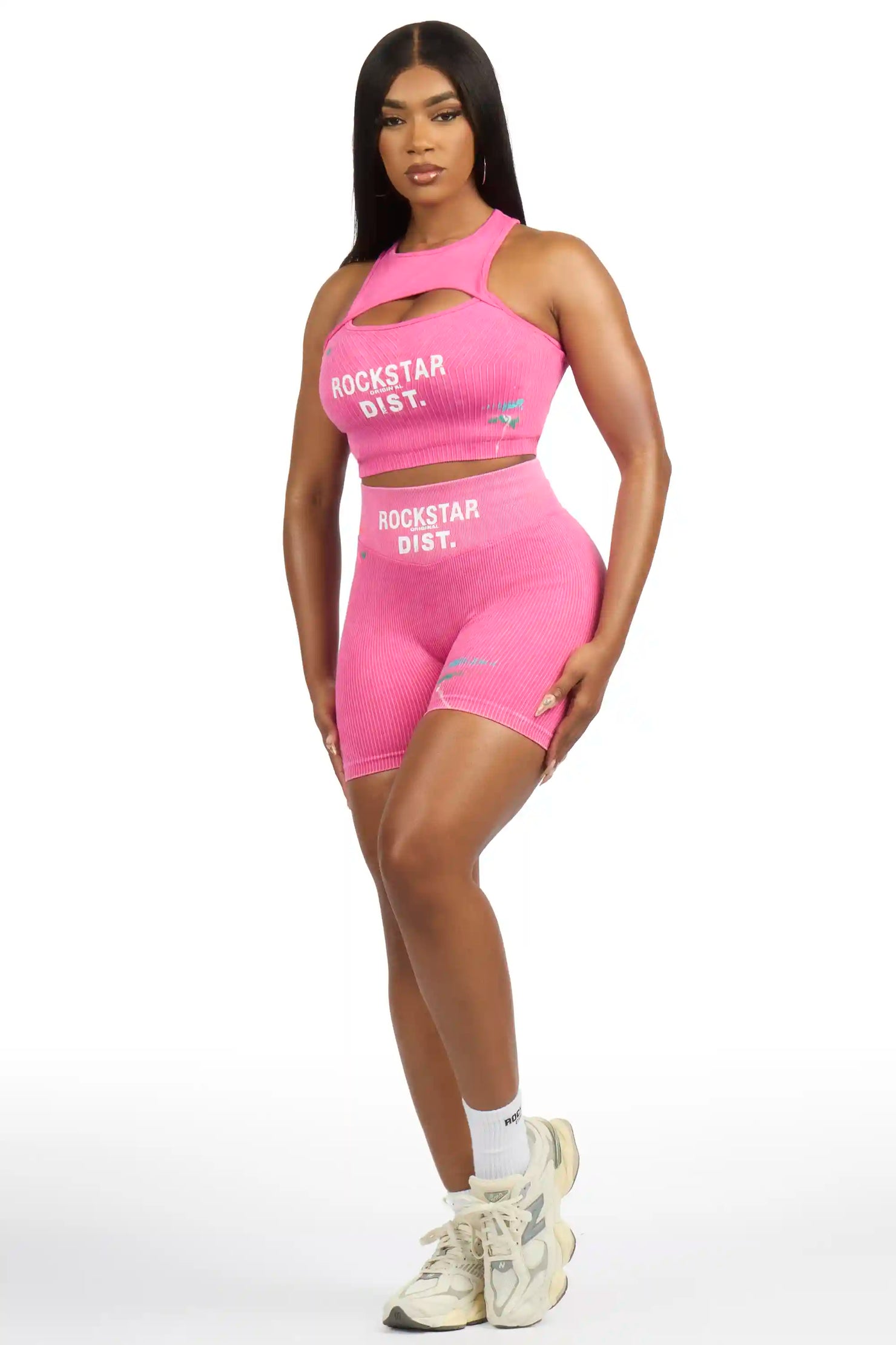 Nekoya Pink Painted Active Bike Short Set