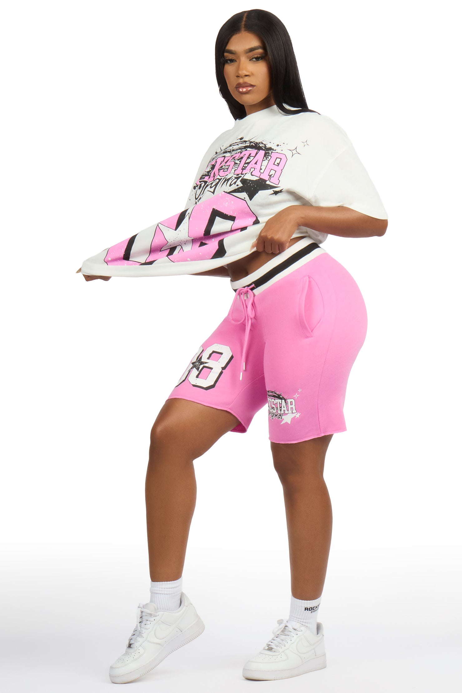Carolina White/Pink T-Shirt Short Set