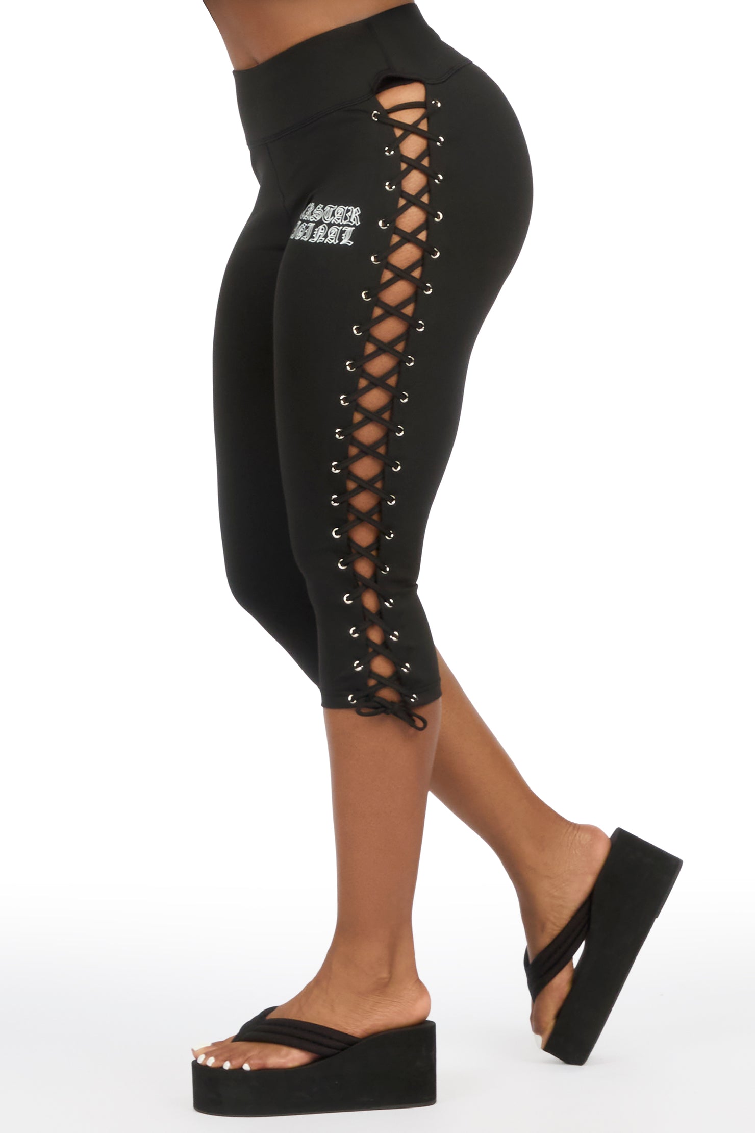 Rineshia Black Lace Up Capri