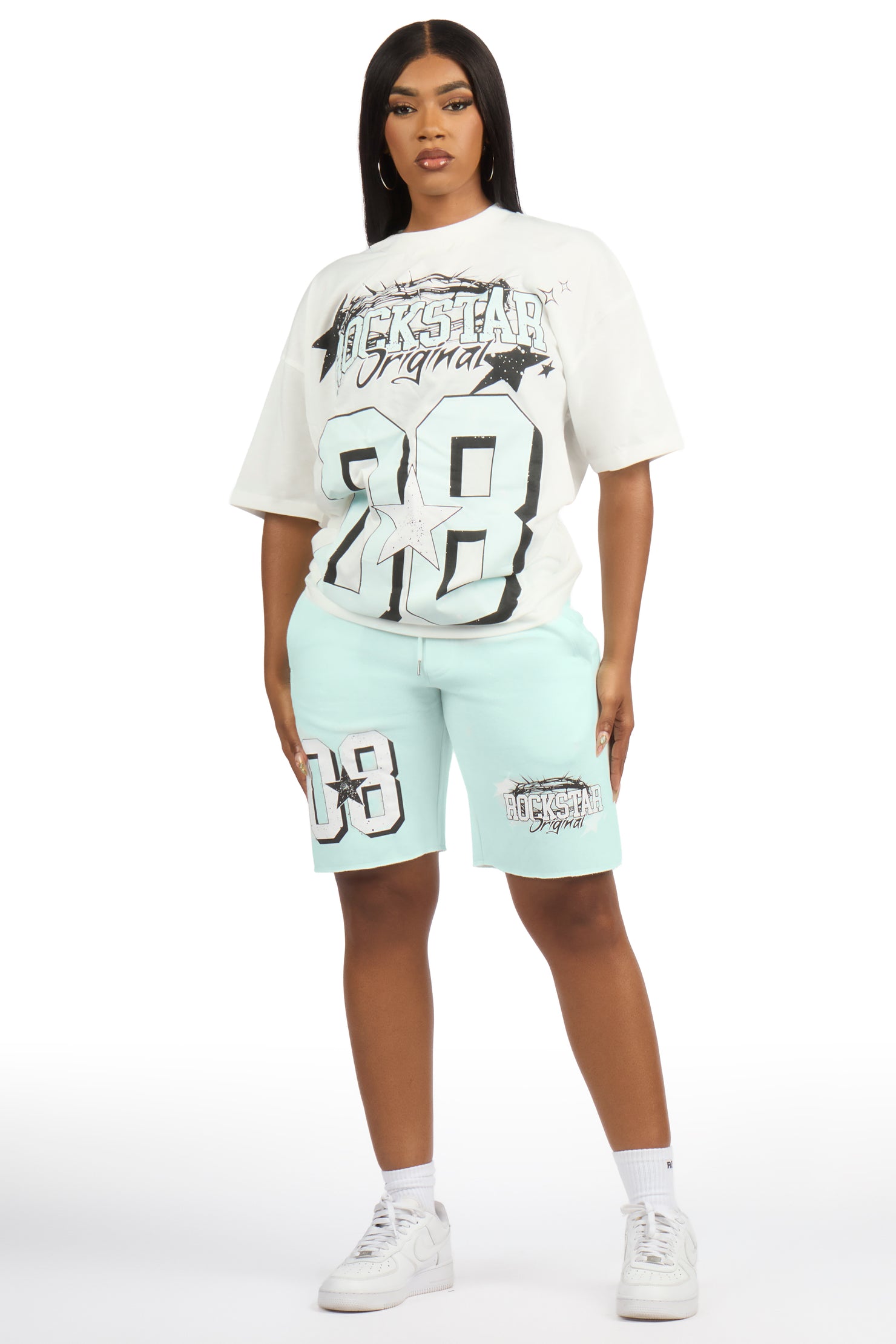 Carolina White/Blue T-Shirt Short Set
