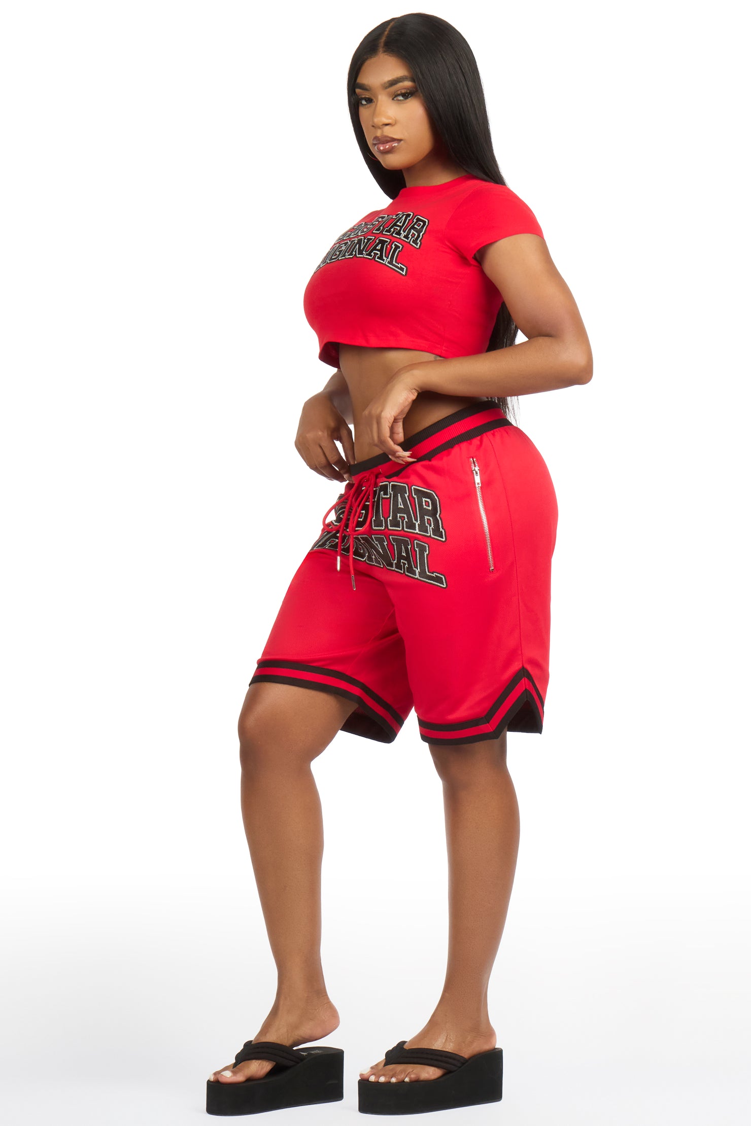 Vanissa Red T-Shirt Short Set