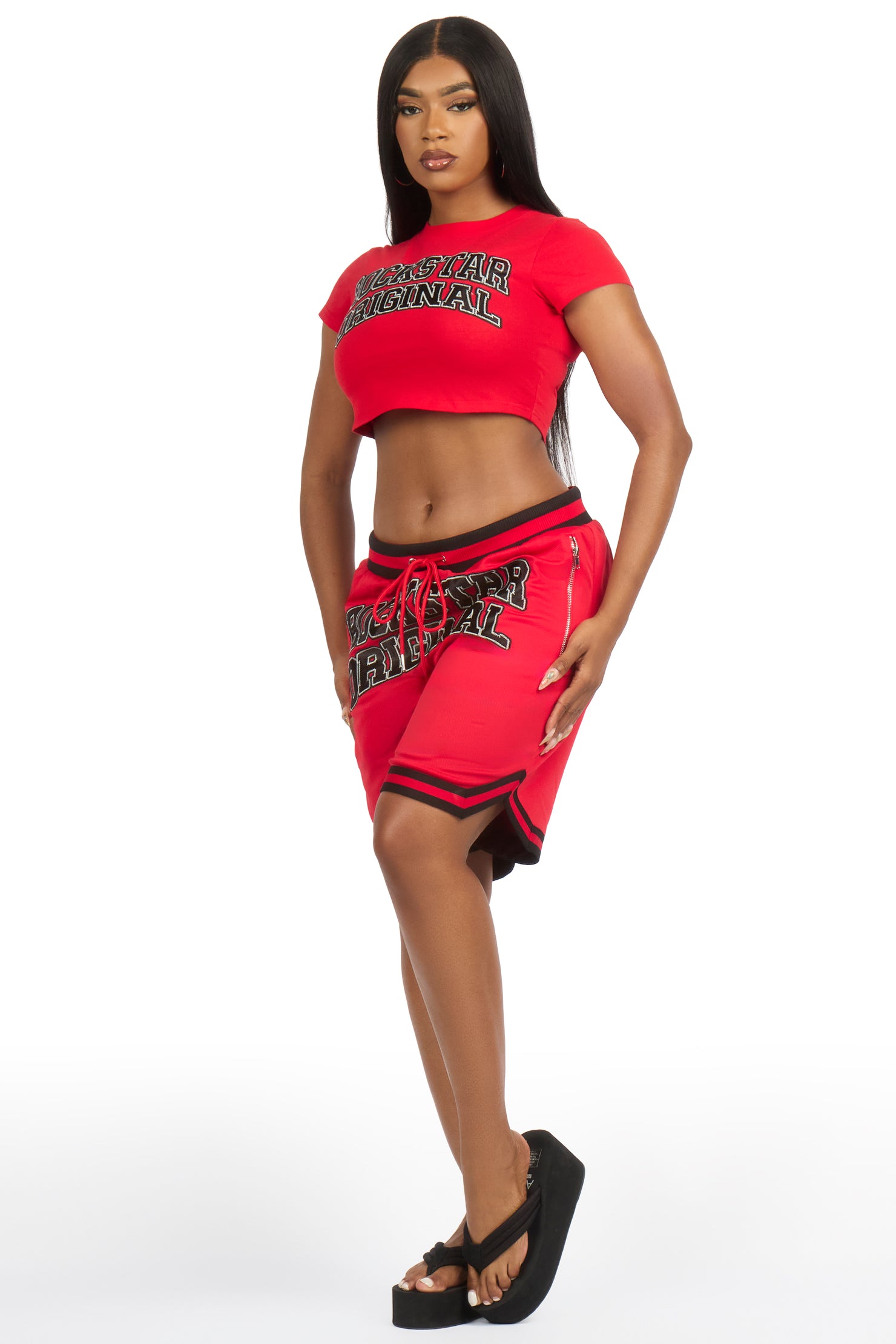 Vanissa Red T-Shirt Short Set