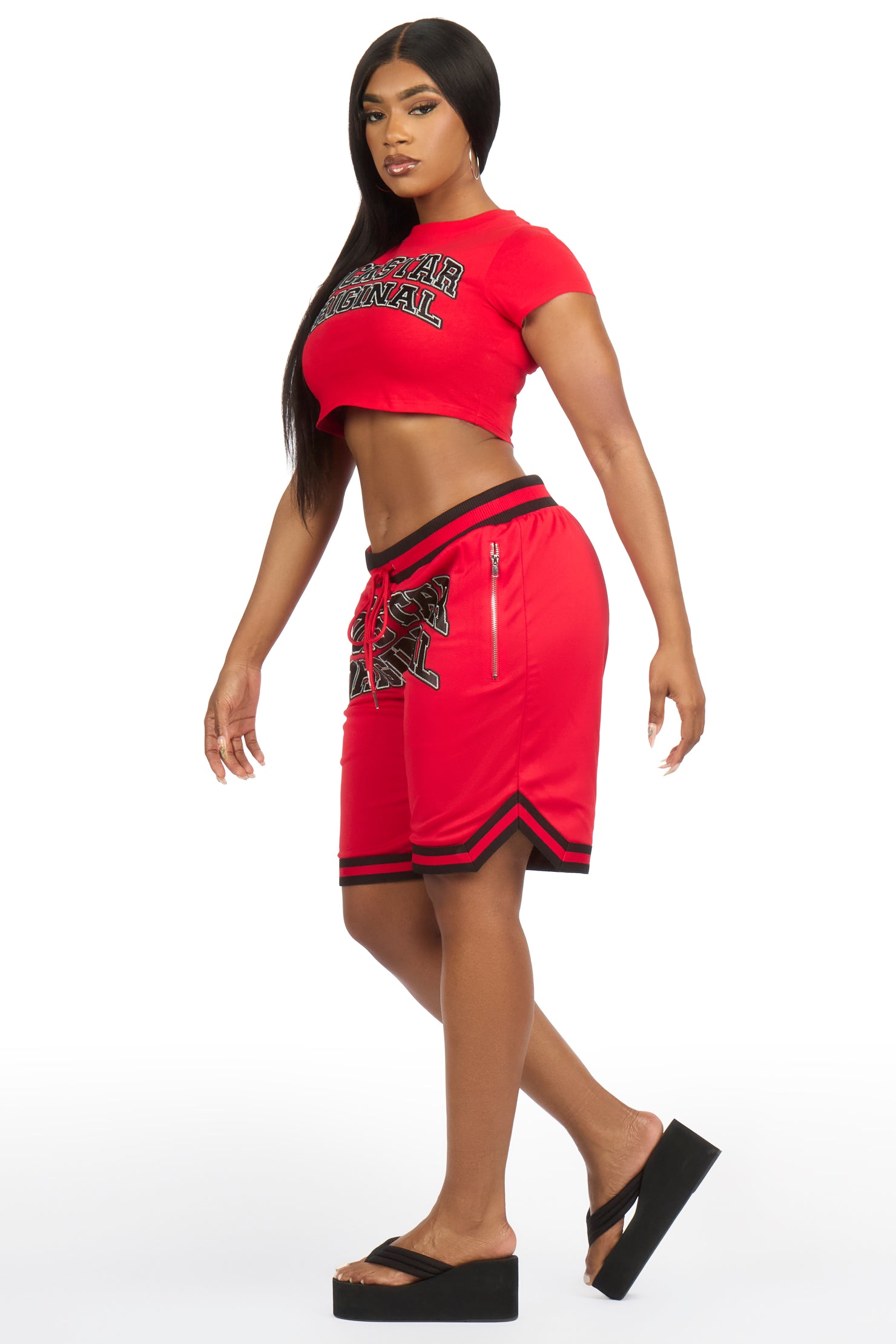 Vanissa Red T-Shirt Short Set