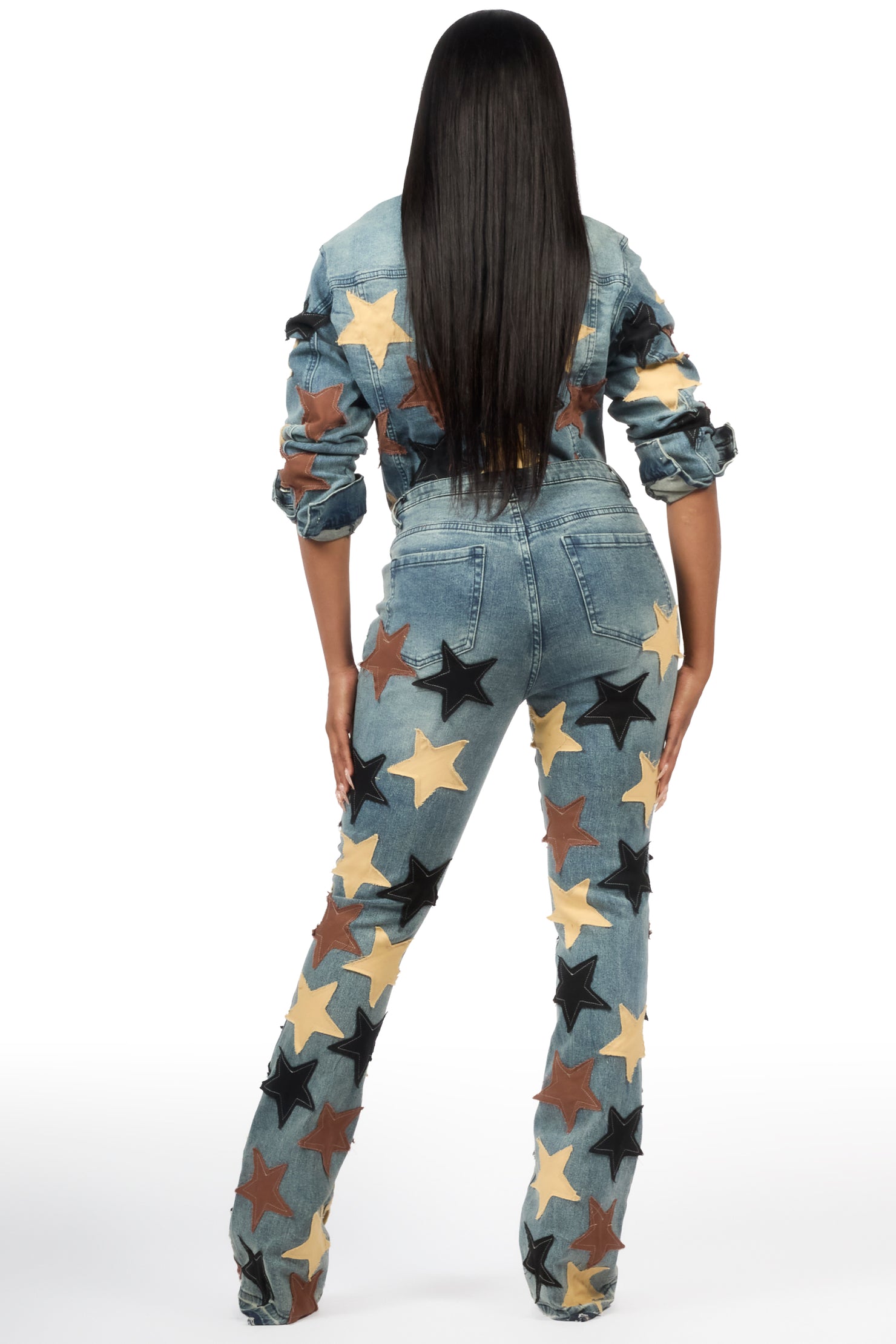 Starlena Tinted Wash Denim Jacket & Starlena Stacked Jean Set