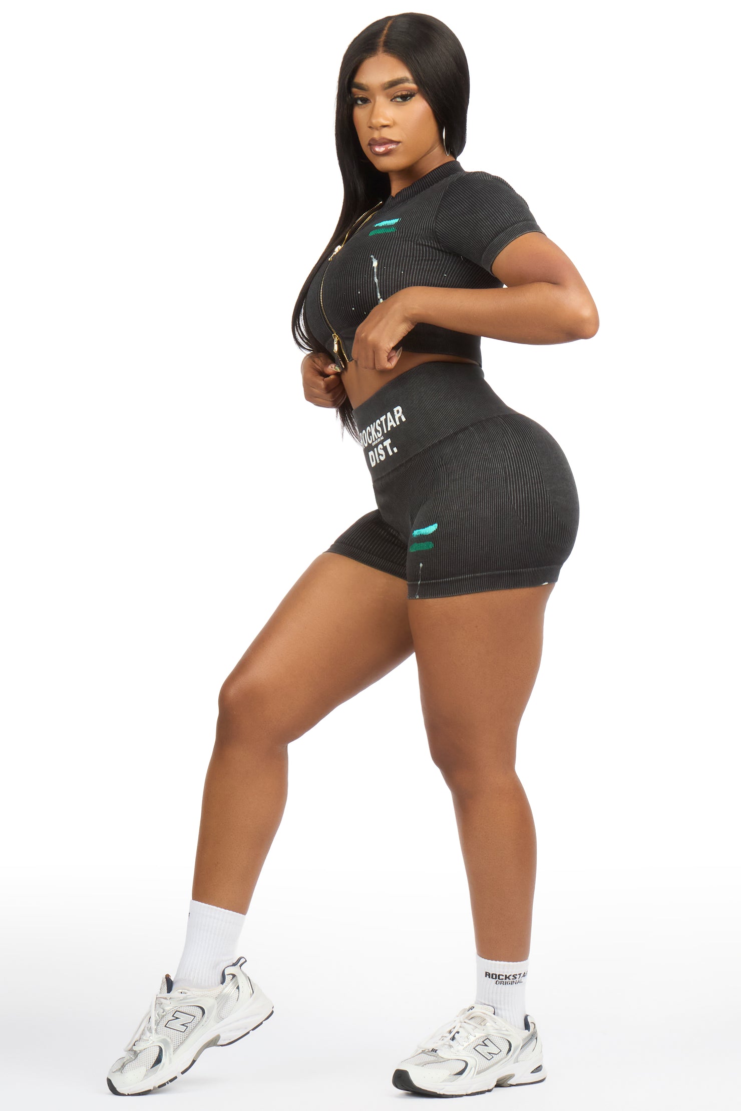 Sheena Black Bike Short Set
