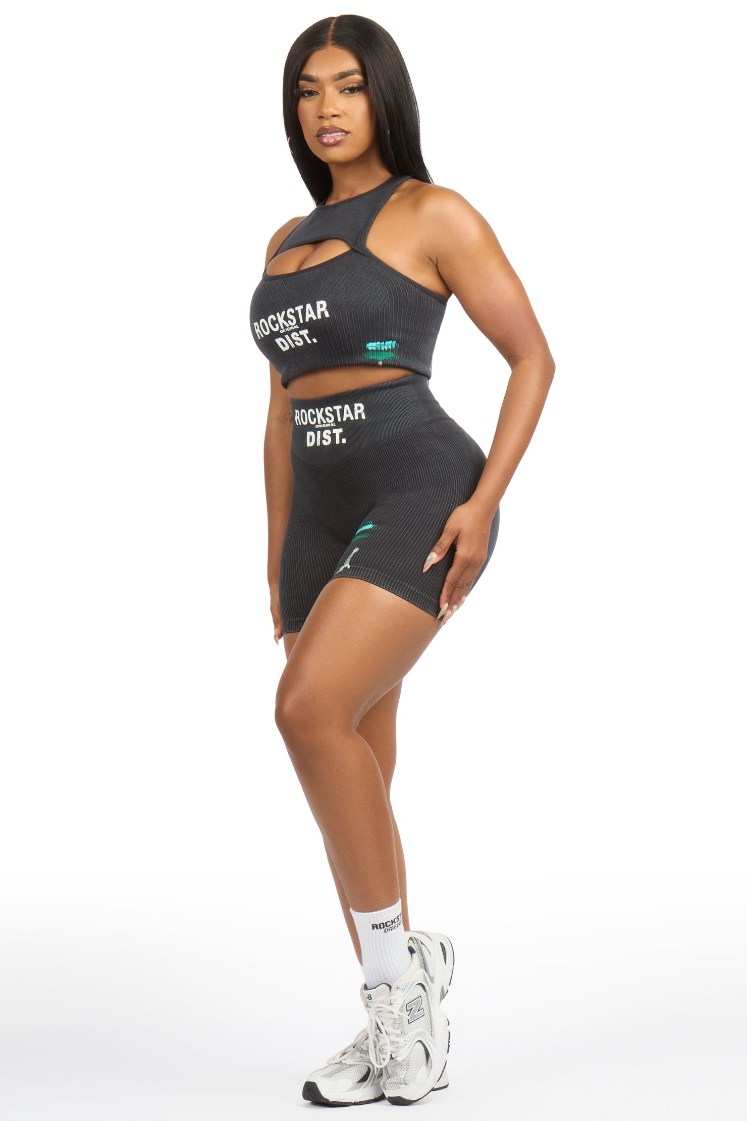 Nekoya Black Painted Active Bike Short Set