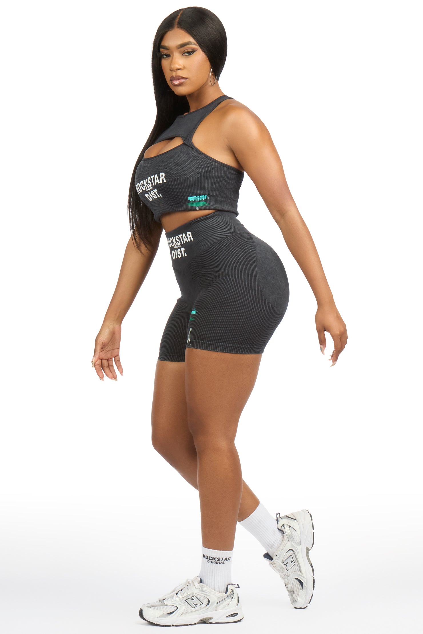 Nekoya Black Painted Active Bike Short Set