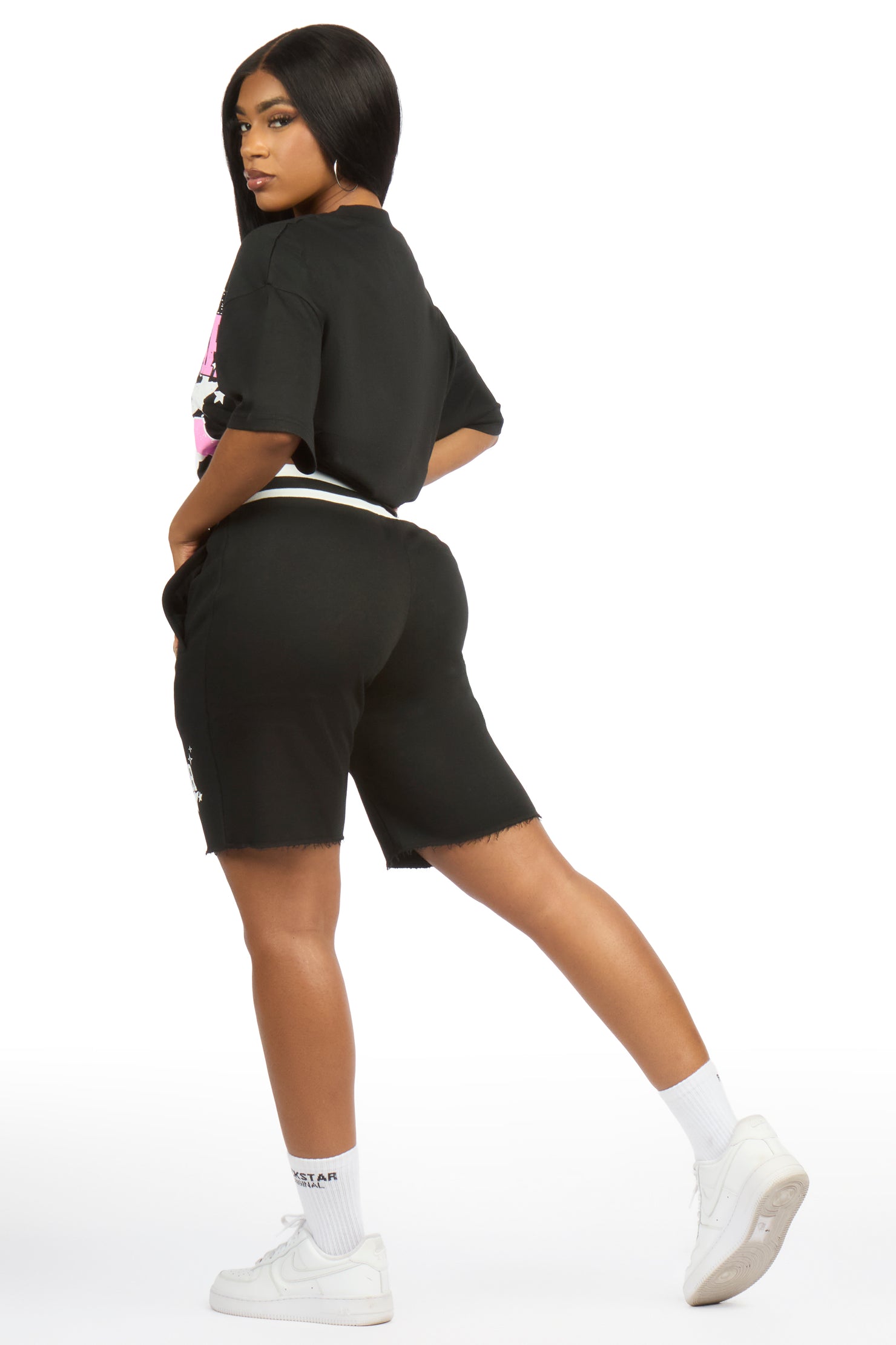 Carolina Black/Pink T-Shirt Short Set