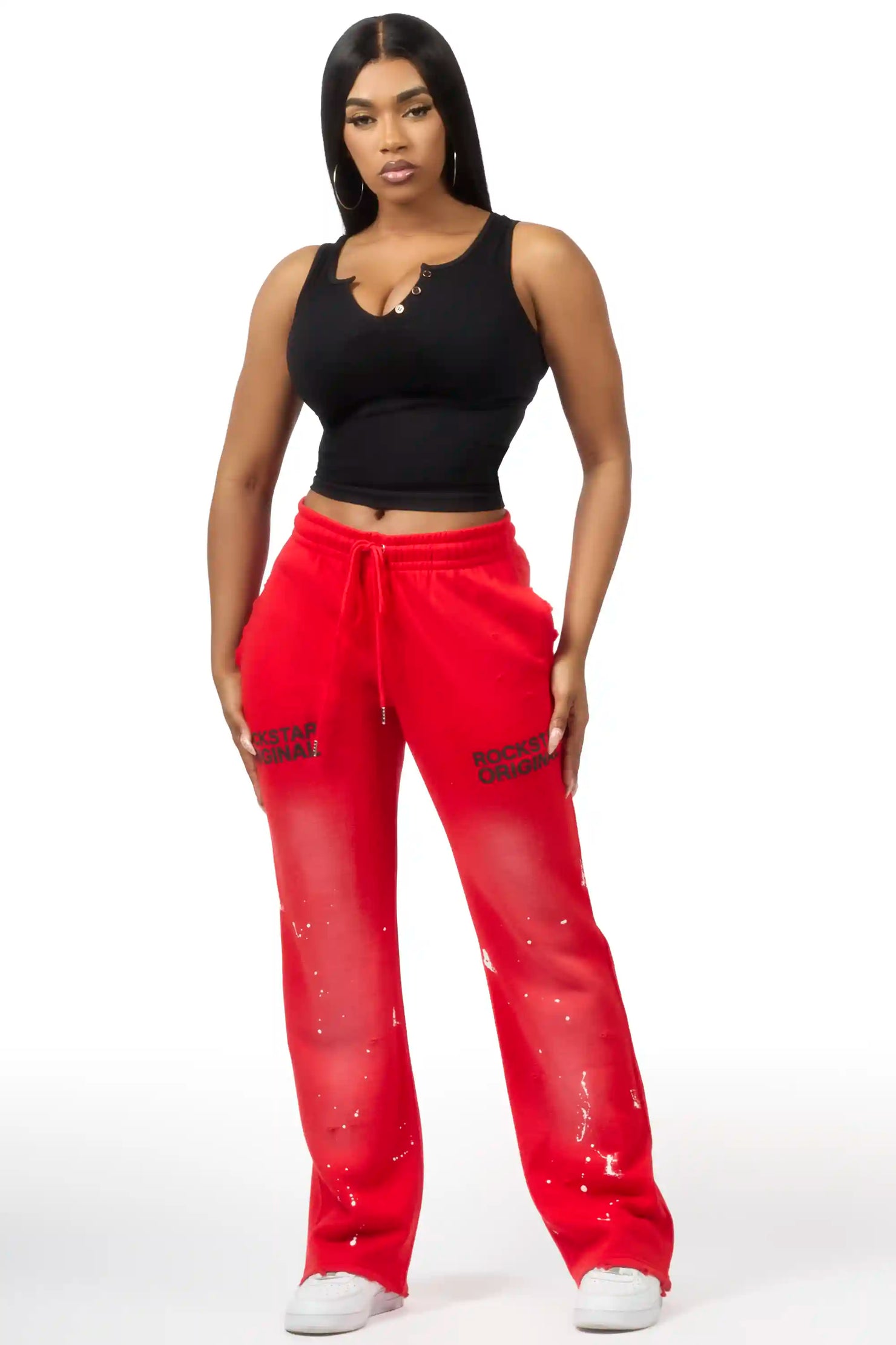 Reigna Red Stacked Flare Pant