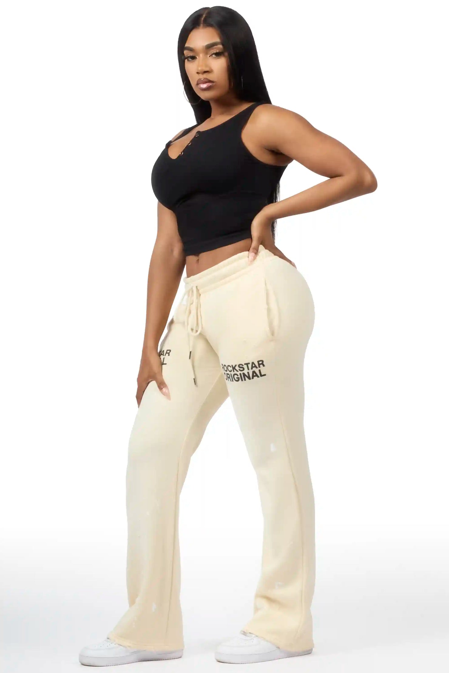 Reigna Sand Stacked Flare Pant