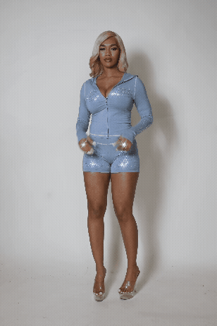 Joella Grey Rhinestone Short Set