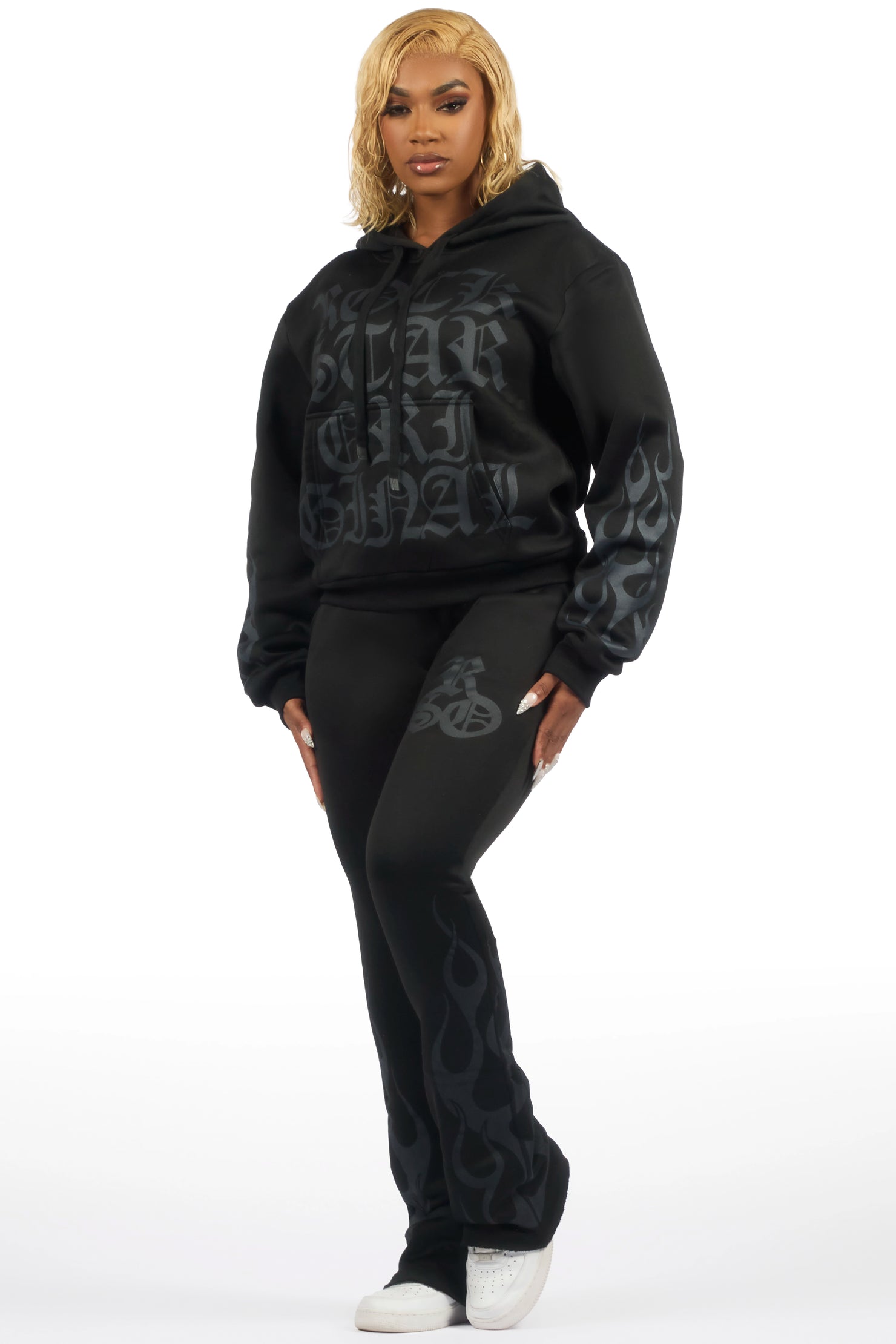 Anisha Black Stacked Track Set